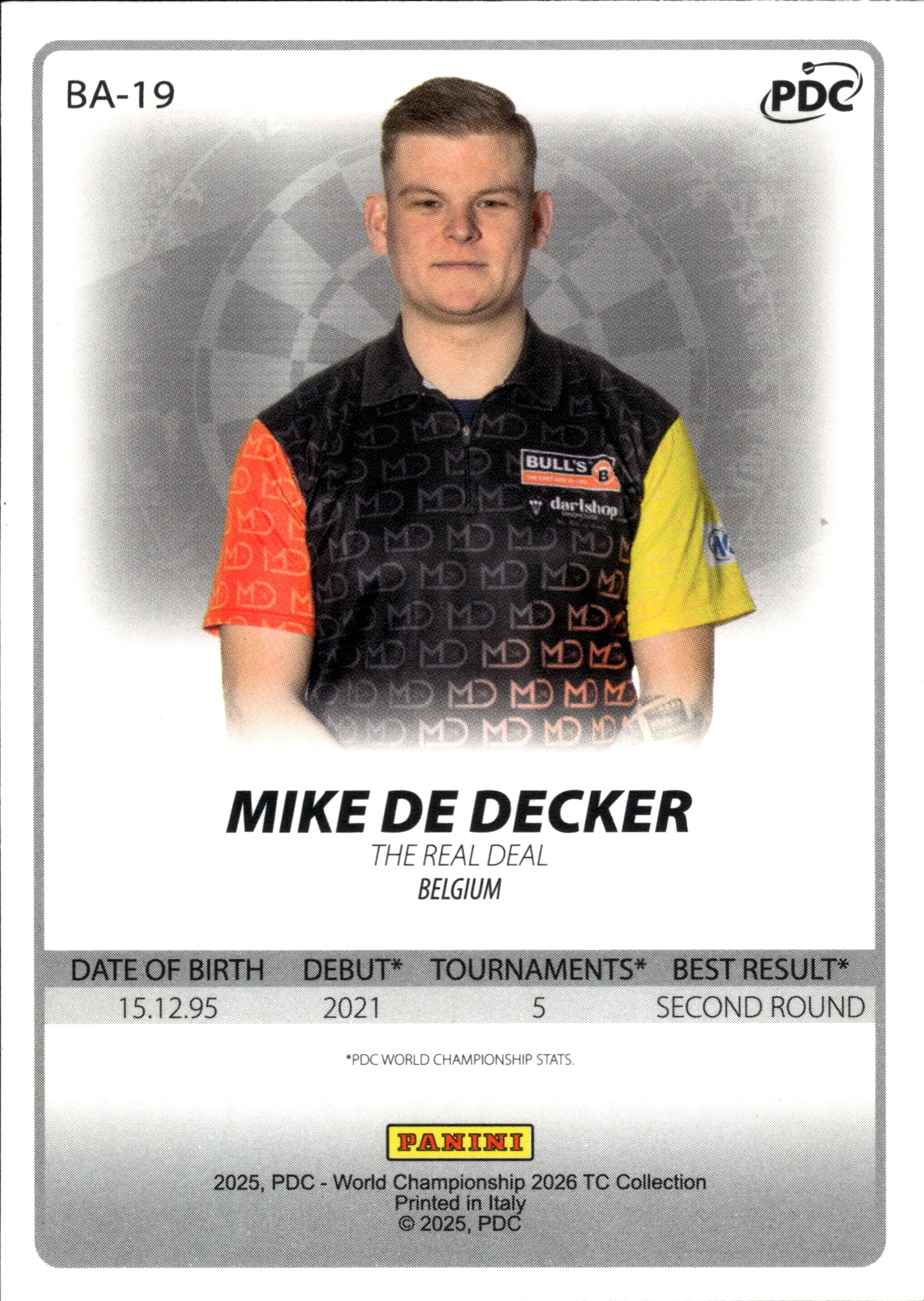 Mike De Decker - Panini PDC World Championship TC Collection Base Set 2026, Nr. BA-19