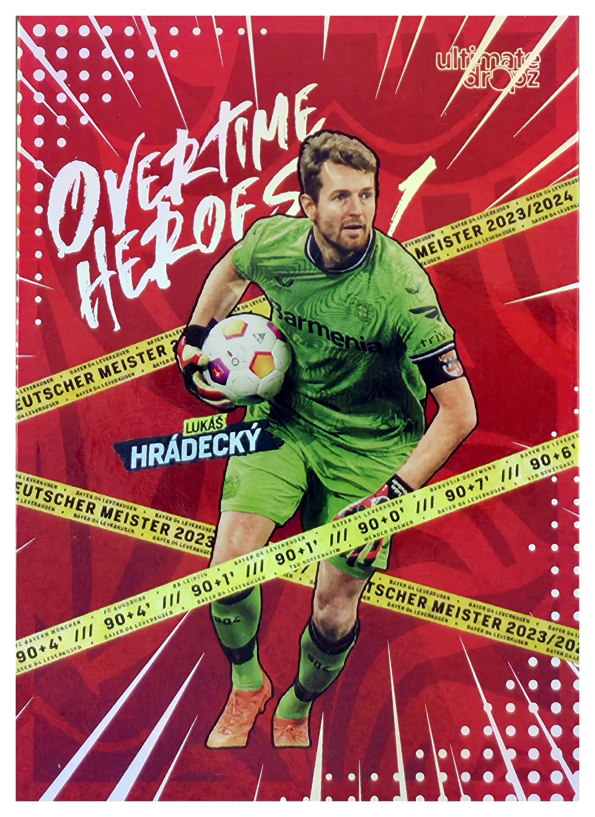 Lukáš Hrádecký - Ultimate Dropz Bayer 04 Leverkusen Deutscher Meister Overtime Heroes 2023-24, Nr. 1 – Nummeriert, Silver (Art.-Nr. SG108704)