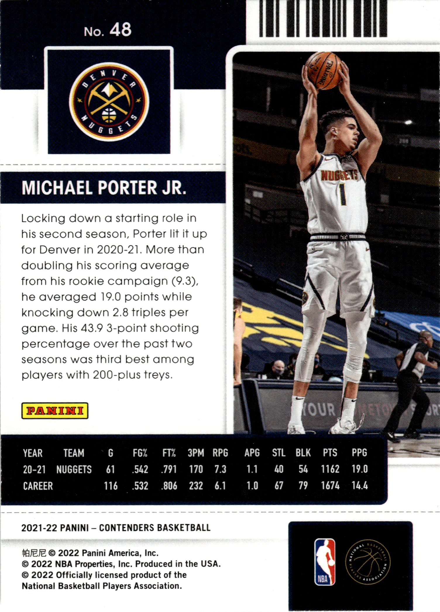 Michael Porter Jr. - Panini Contenders Season Ticket 2021-22, Nr. 48