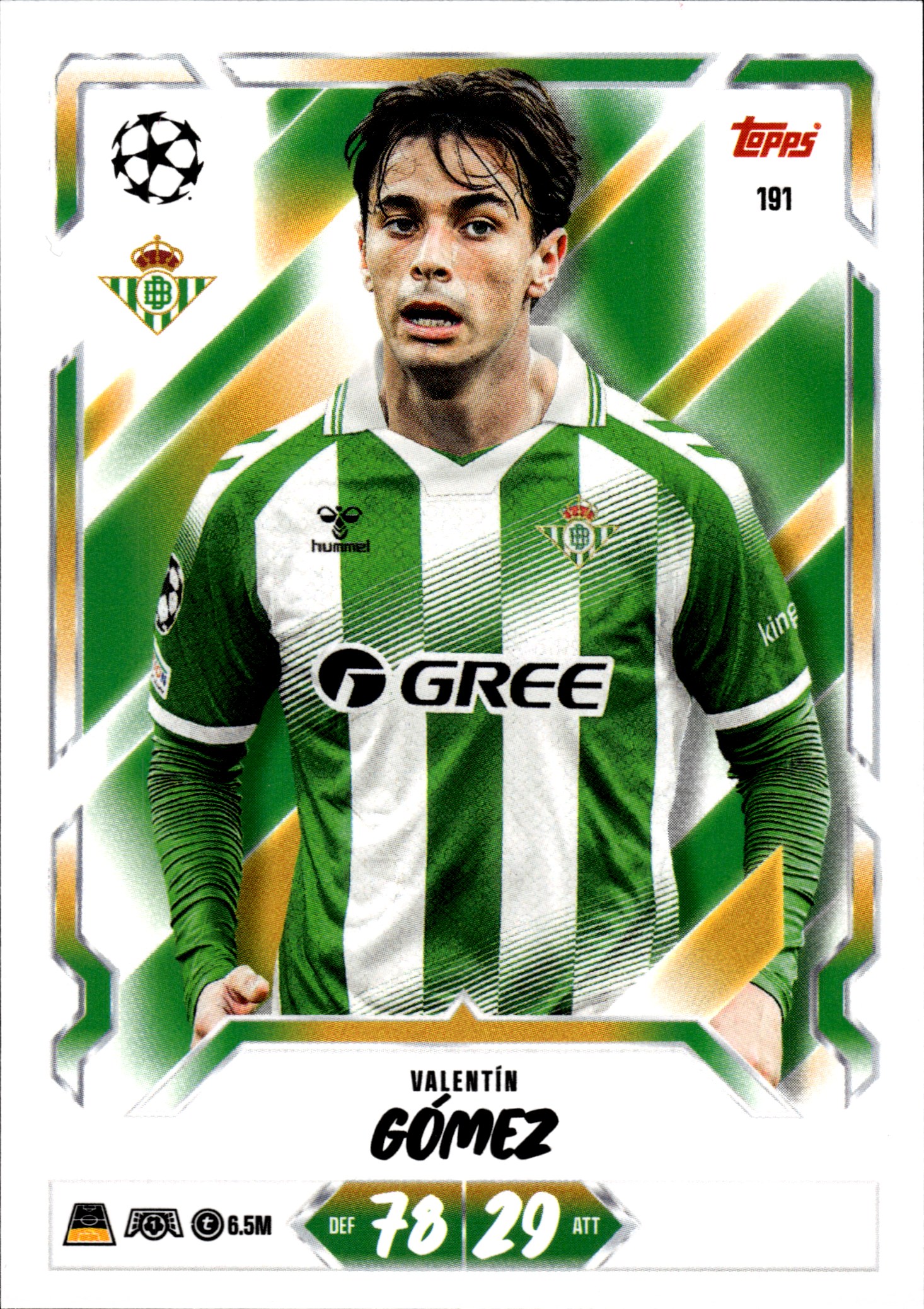 Valentín Gómez - Topps Match Attax UEFA Club Competitions Base Set 2026-27, Nr. 191