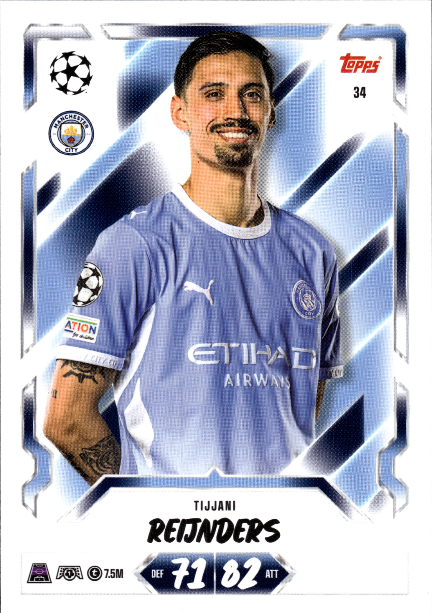 Tijjani Reijnders - Topps Match Attax UEFA Club Competitions Base Set 2026-27, Nr. 34 (Art.-Nr. SG107257)