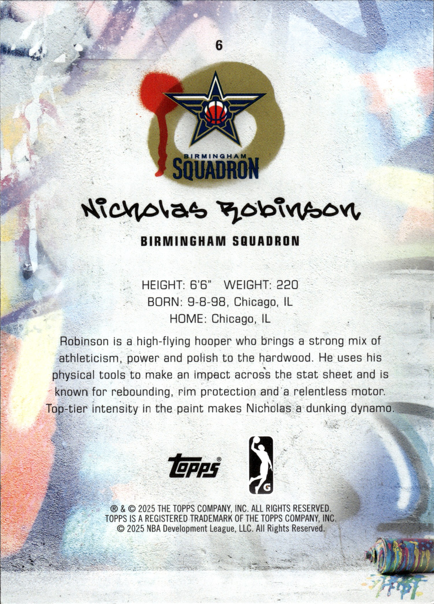 Nicholas Robinson - Topps G League Base Set 2024-25, Nr. 6