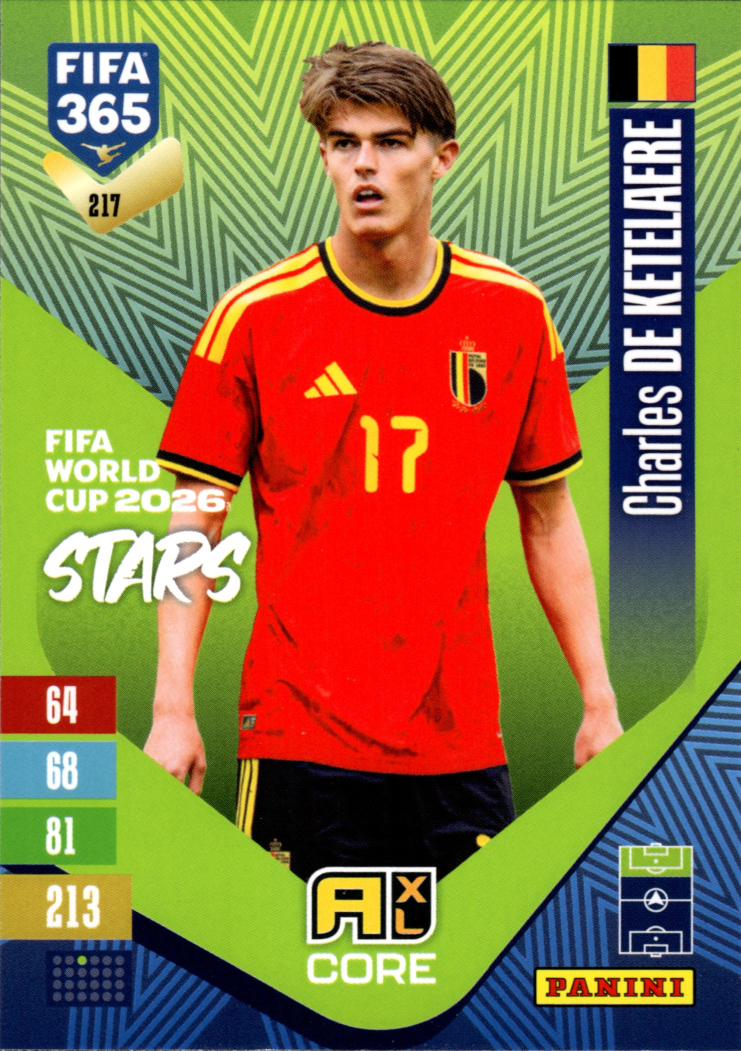 Charles De Ketelaere - Panini Adrenalyn XL FIFA 365 FIFA World Cup 2026 Stars 2026-27, Nr. 217 (Art.-Nr. SG110334)