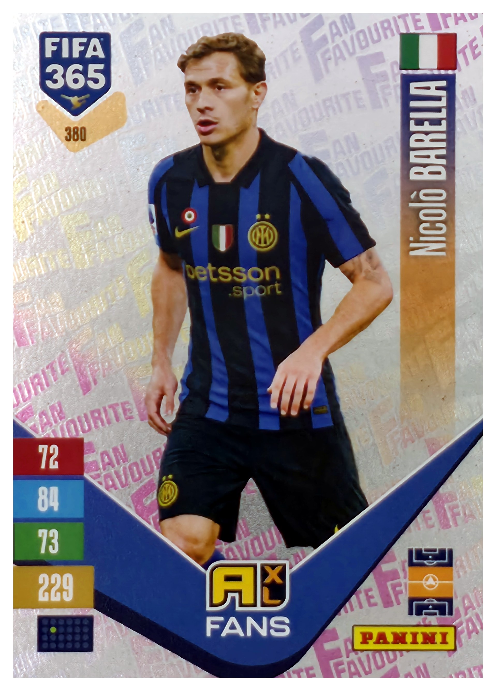 Nicolò Barella - Panini Adrenalyn XL FIFA 365 Fan Favourites 2026-27, Nr. 380 – Insert (Art.-Nr. SG110514)