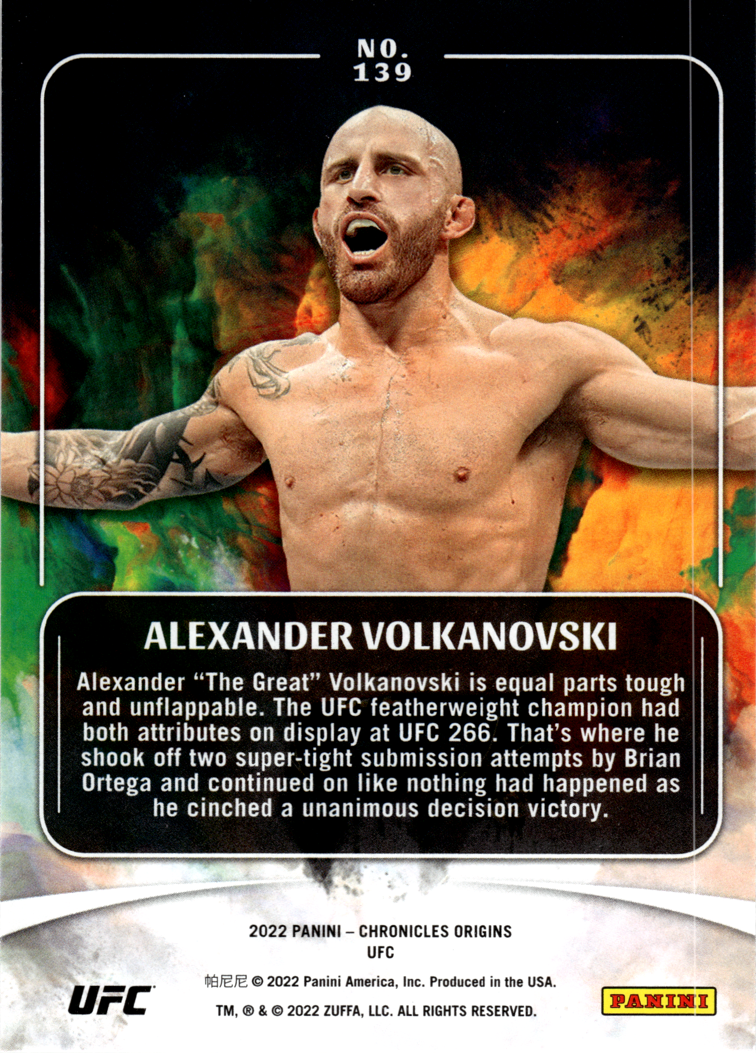 Alexander Volkanovski - Panini Chronicles UFC Origins 2022, Nr. 139