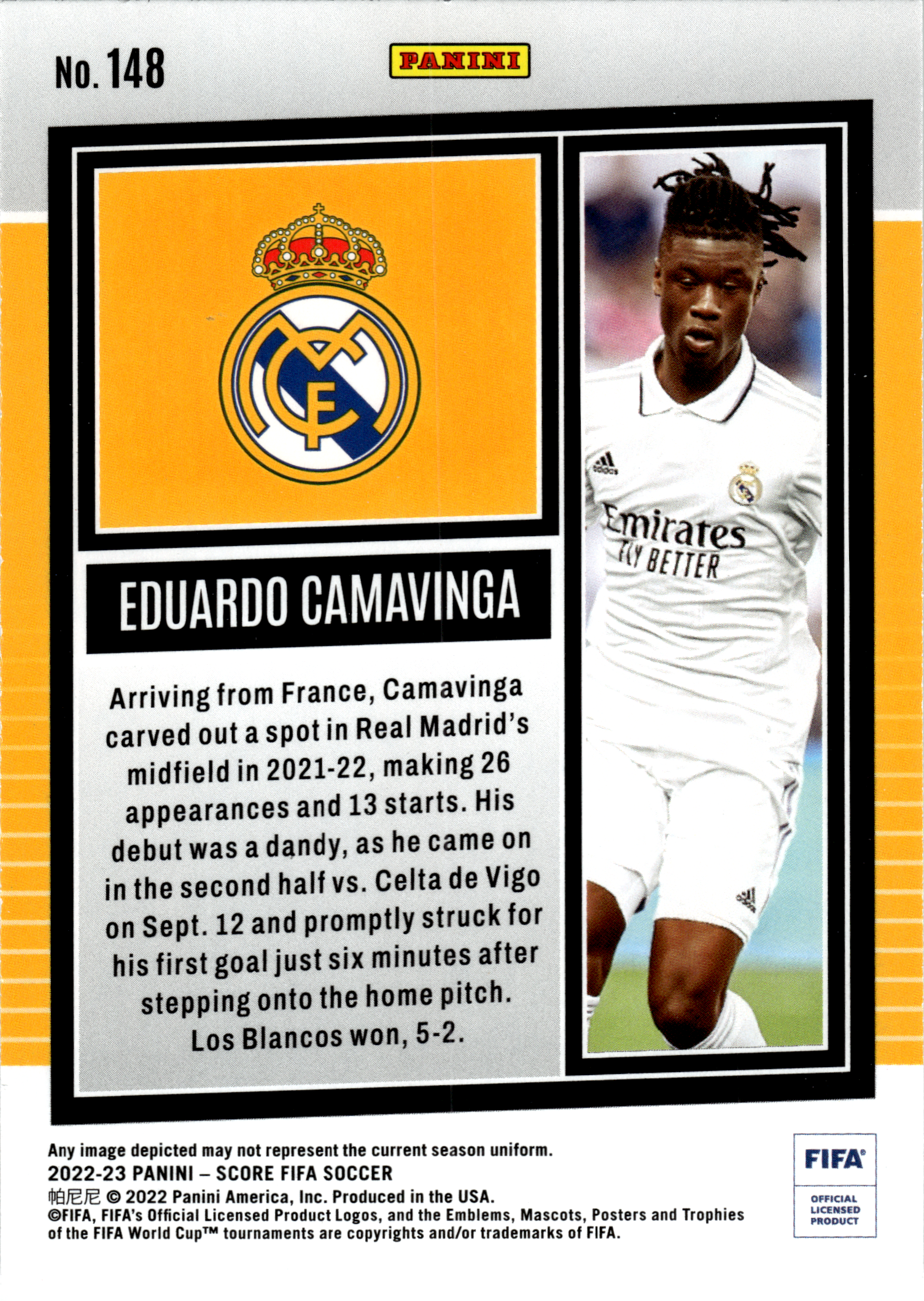 Eduardo Camavinga - Panini Score FIFA Soccer 2022-23, Nr. 148