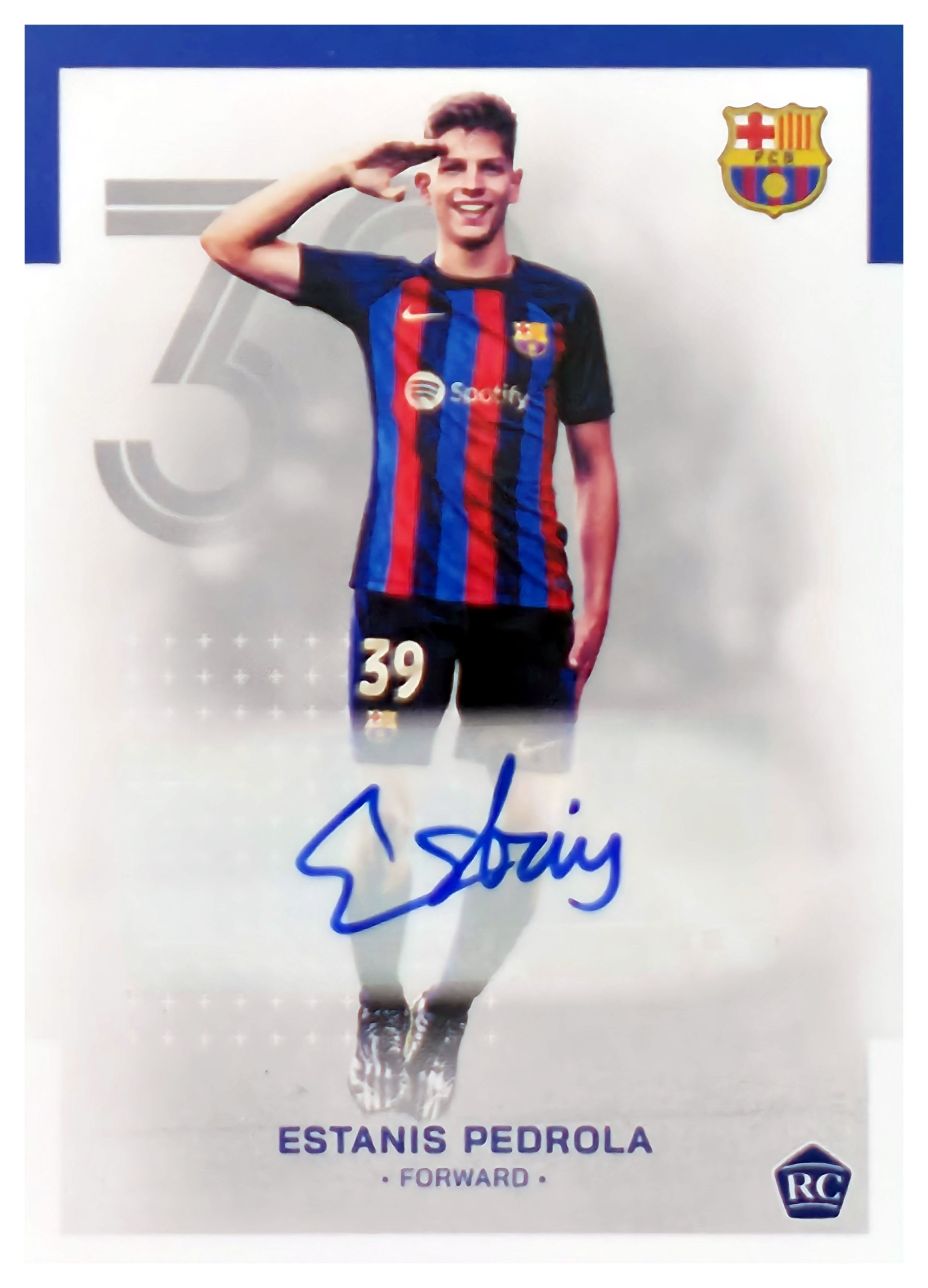 Estanis Pedrola - Topps FC Barcelona Team Set Autographs 2022-23, Nr. AU-EP – Rookie Card, Autogramm (Art.-Nr. SG108729)