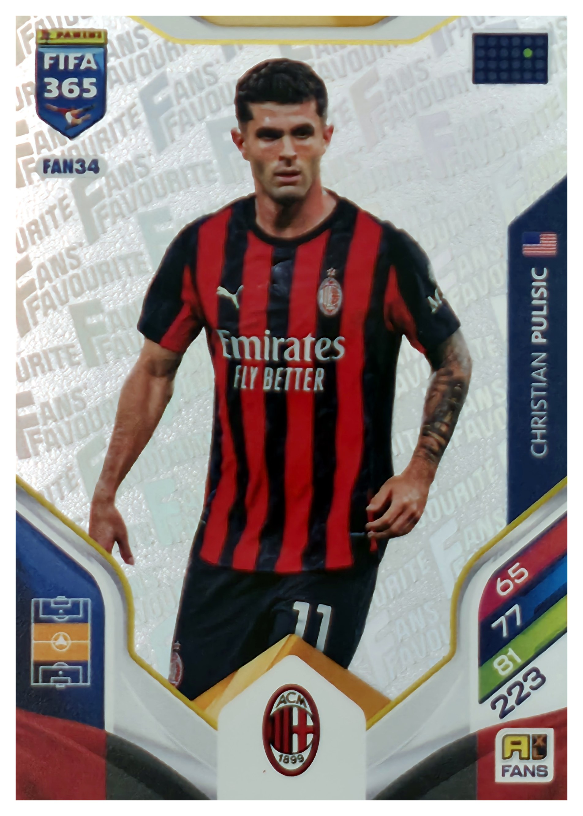 Christian Pulisic - Panini Adrenalyn XL FIFA 365 Fans' Favourite 2026, Nr. FAN34 – Insert (Art.-Nr. SG108231)
