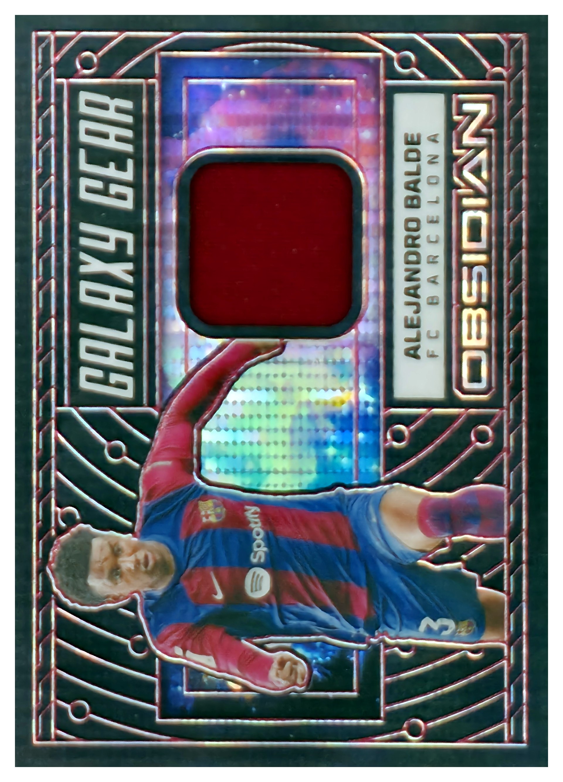 Alejandro Balde - Panini Obsidian Galaxy Gear 2023-24, Nr. GG-ABE – Patch / Memorabilia, Nummeriert, Electric Etch Red Pulsar, Insert (Art.-Nr. SG108741)