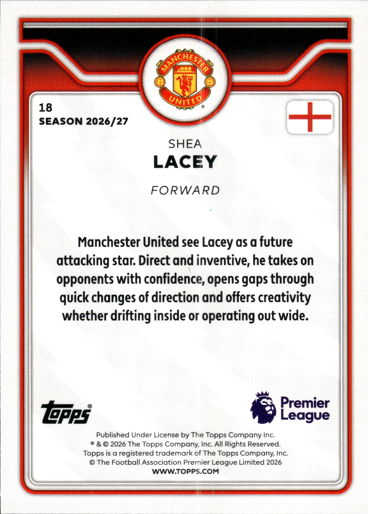 Shea Lacey - Topps Flagship Premier League Future Stars 2026-27, Nr. 18