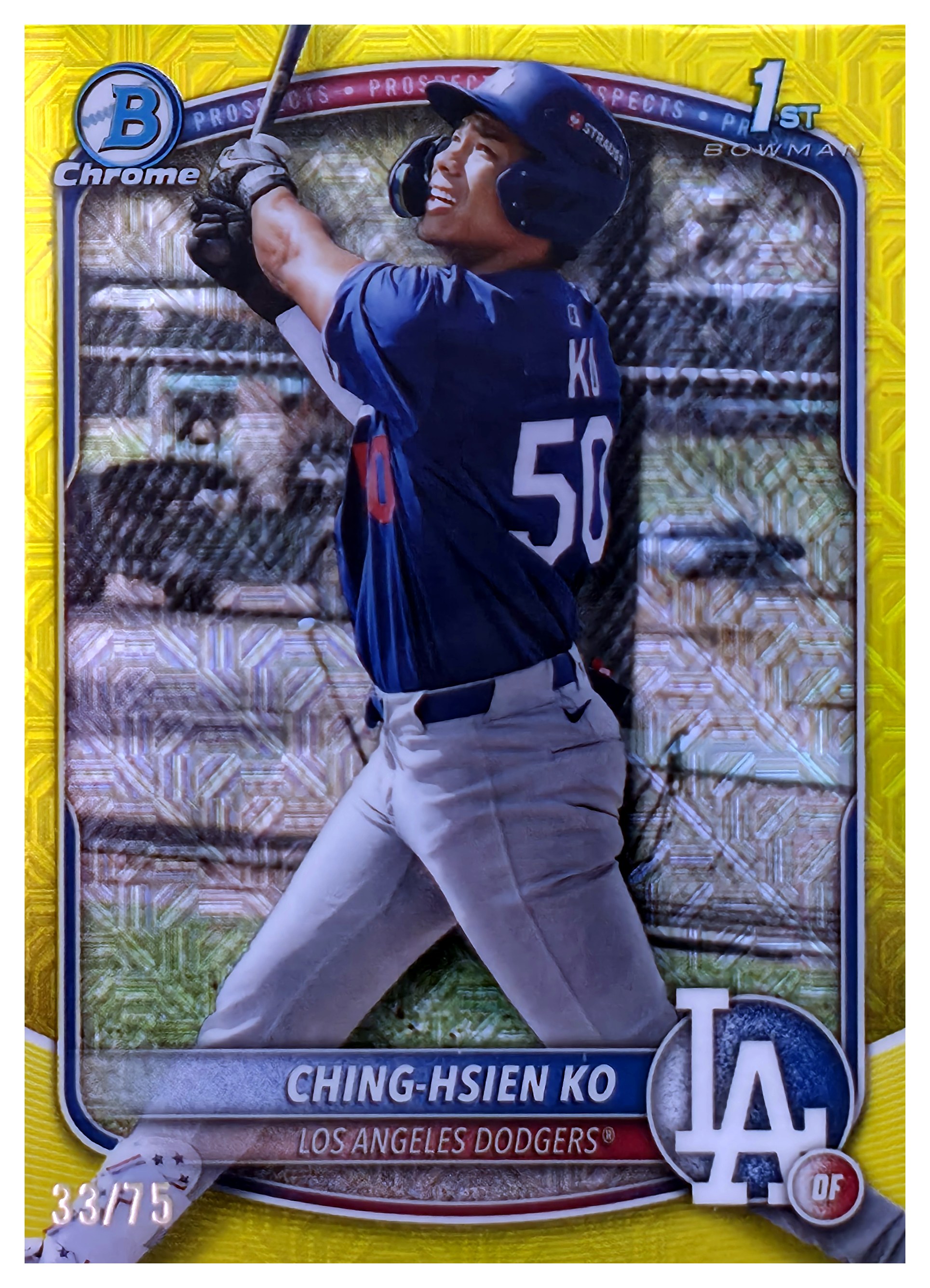 Ching-Hsien Ko - Topps Bowman Chrome Prospects 2025, Nr. BCP-224 – Nummeriert, Yellow Mojo Refractor (Art.-Nr. SG109075)