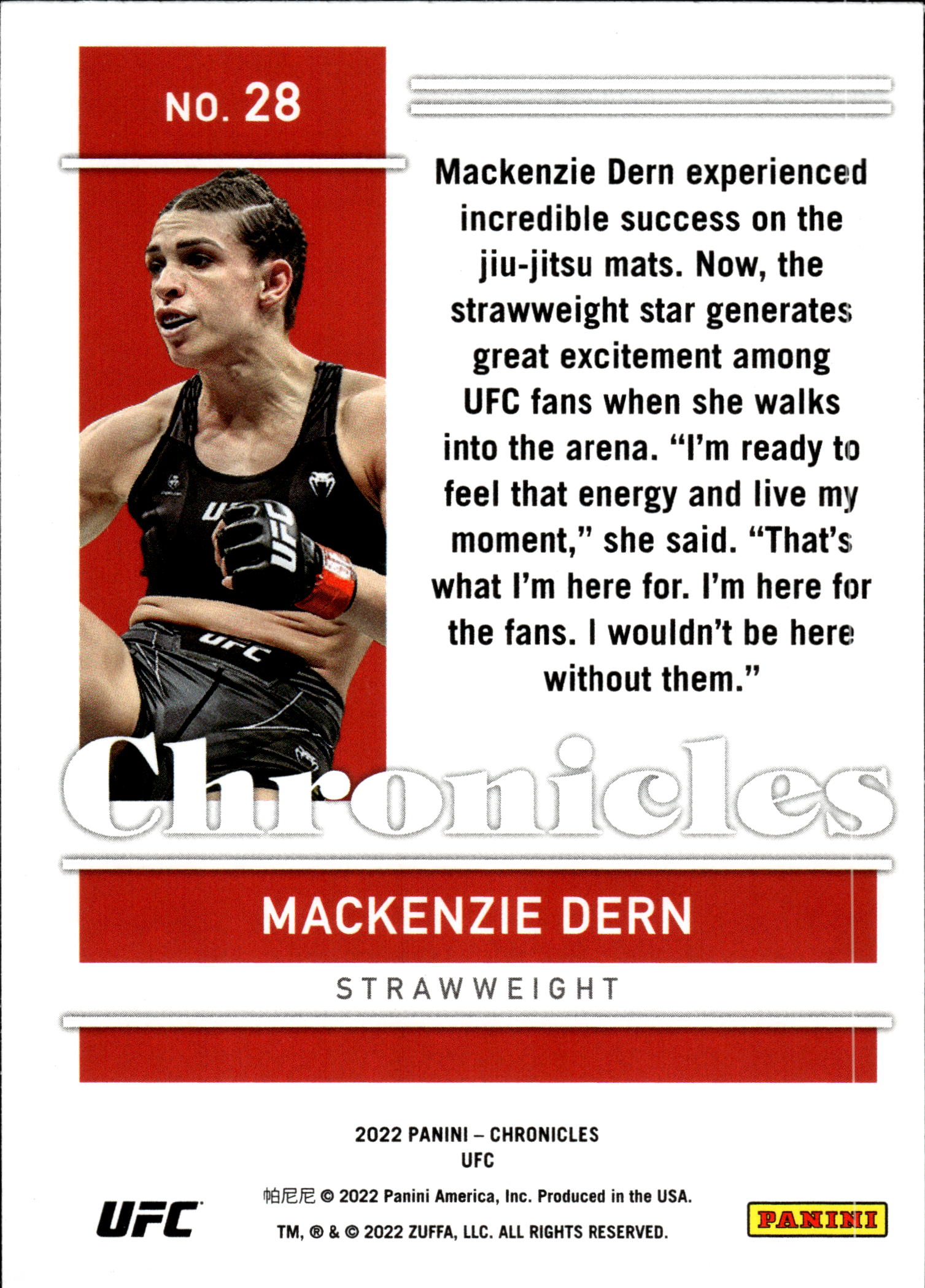 Mackenzie Dern - Panini Chronicles UFC Base Set 2022, Nr. 28