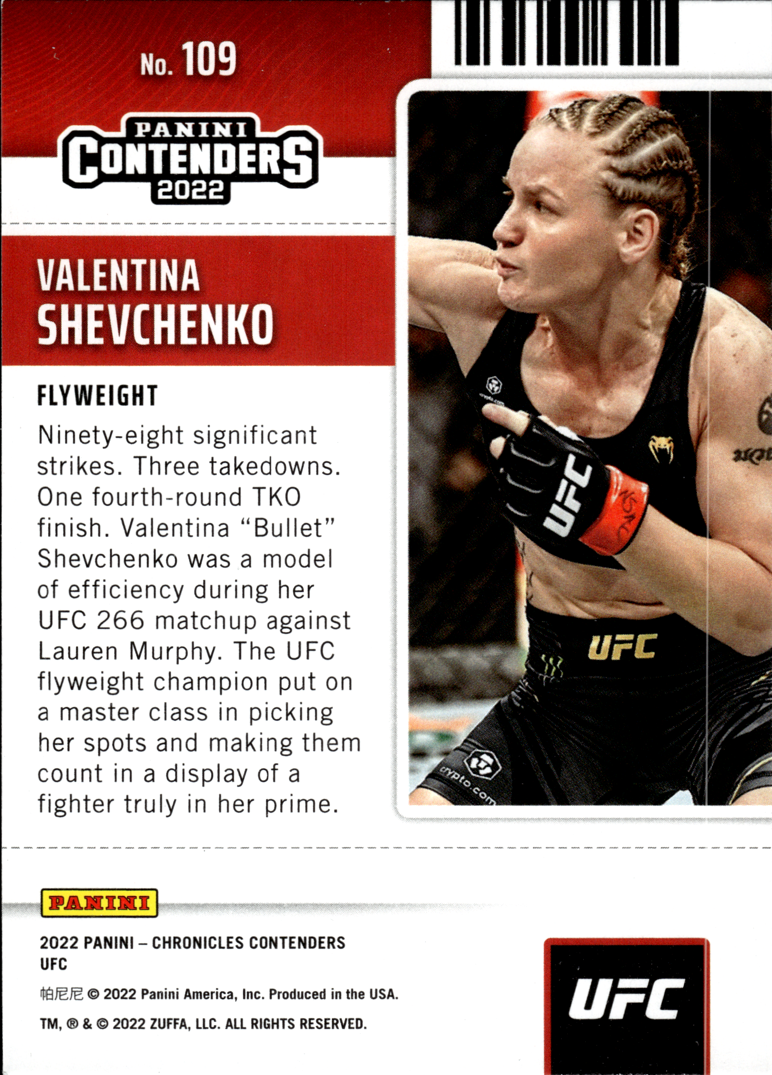 Valentina Shevchenko - Panini Chronicles UFC Contenders Season Ticket 2022, Nr. 109