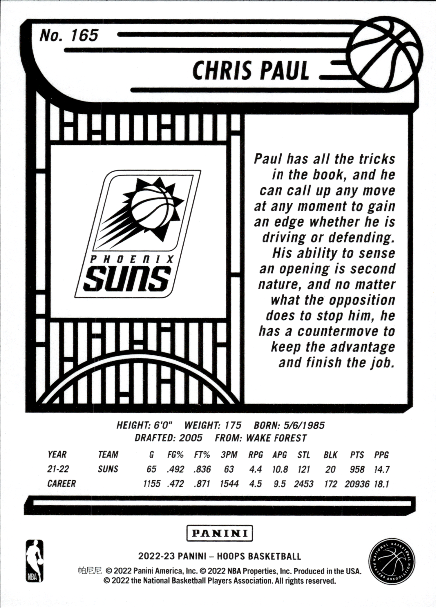 Chris Paul - Panini Hoops Base Set 2022-23, Nr. 165