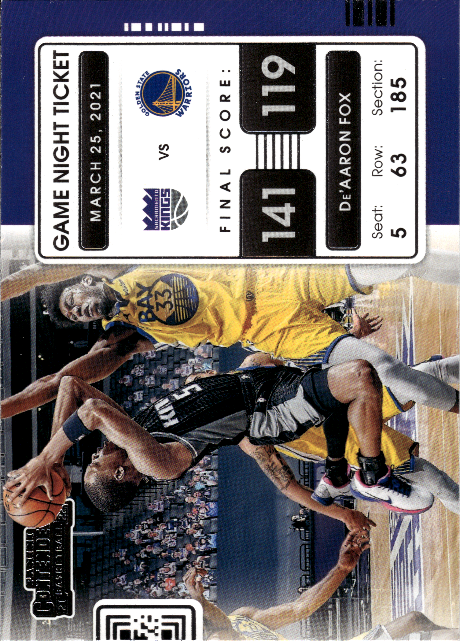 De'Aaron Fox - Panini Contenders Game Night Ticket 2021-22, Nr. 1 (Art.-Nr. SG103516)
