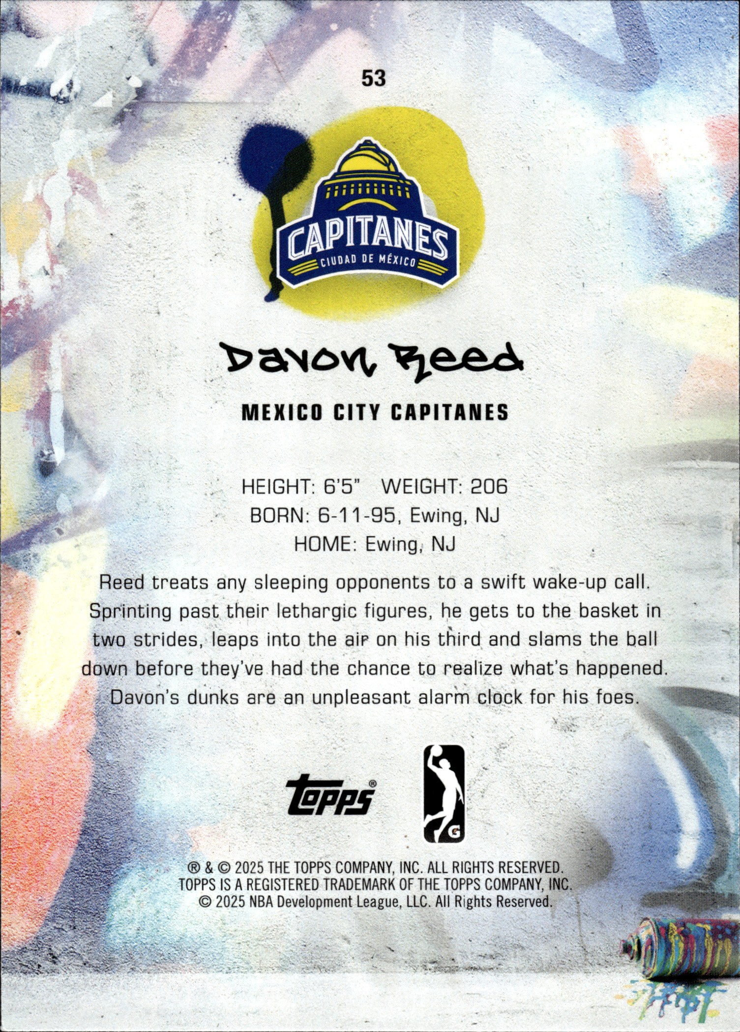 Davon Reed - Topps G League Base Set 2024-25, Nr. 53