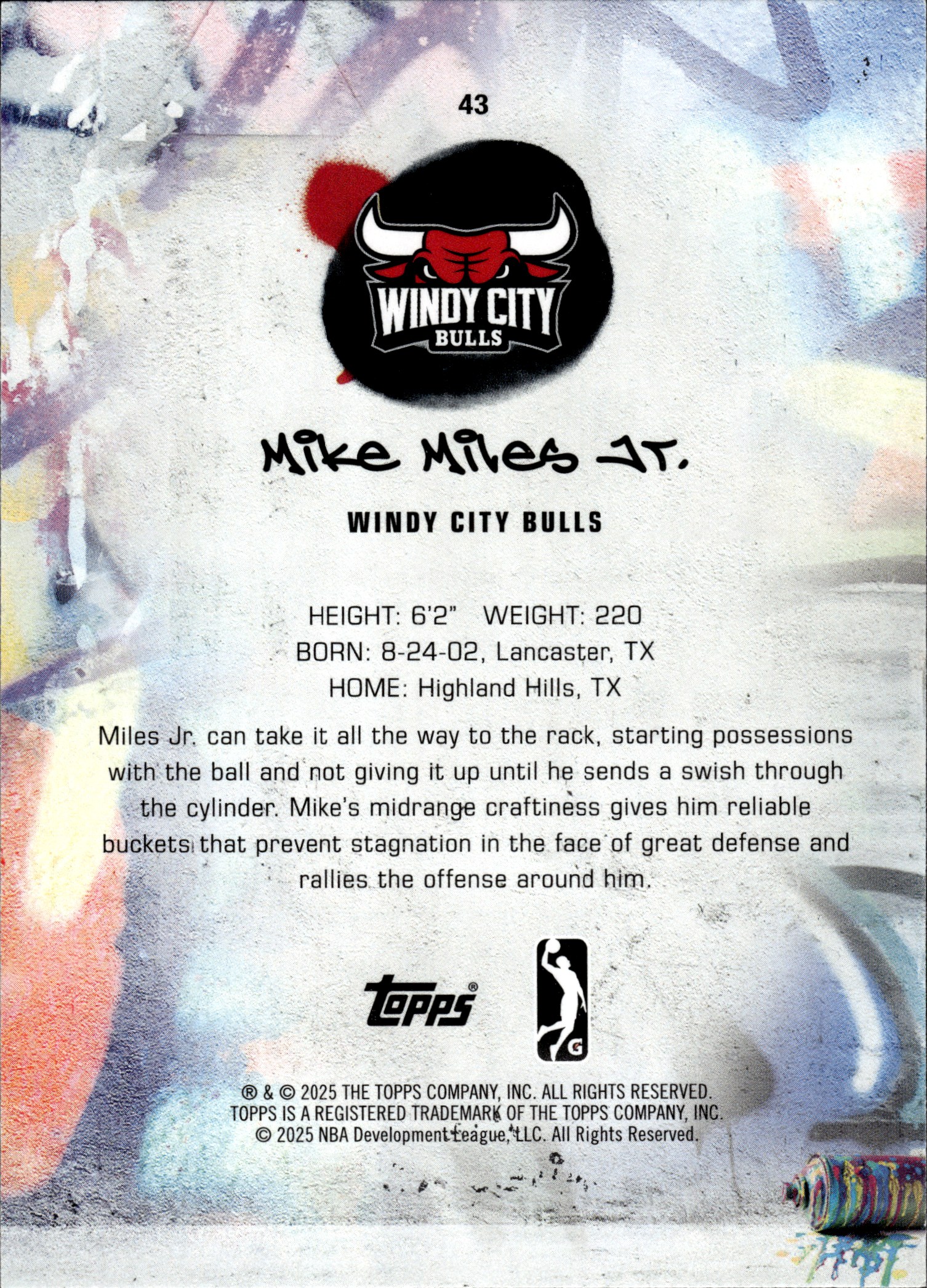 Mike Miles Jr. - Topps G League Base Set 2024-25, Nr. 43