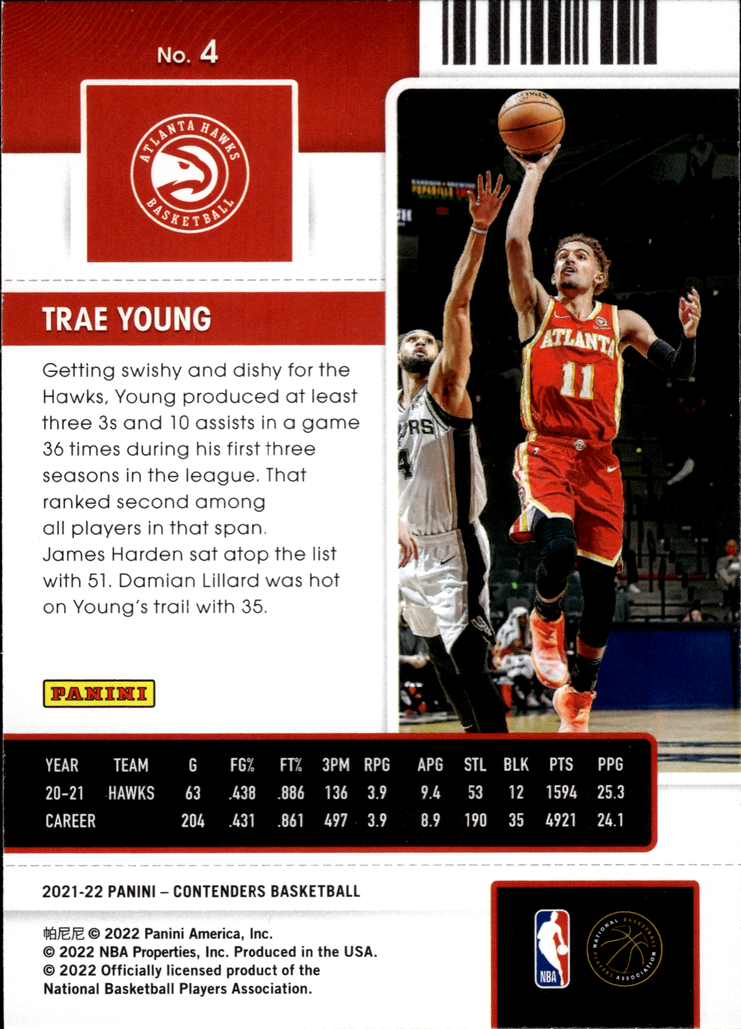 Trae Young - Panini Contenders Season Ticket 2021-22, Nr. 4