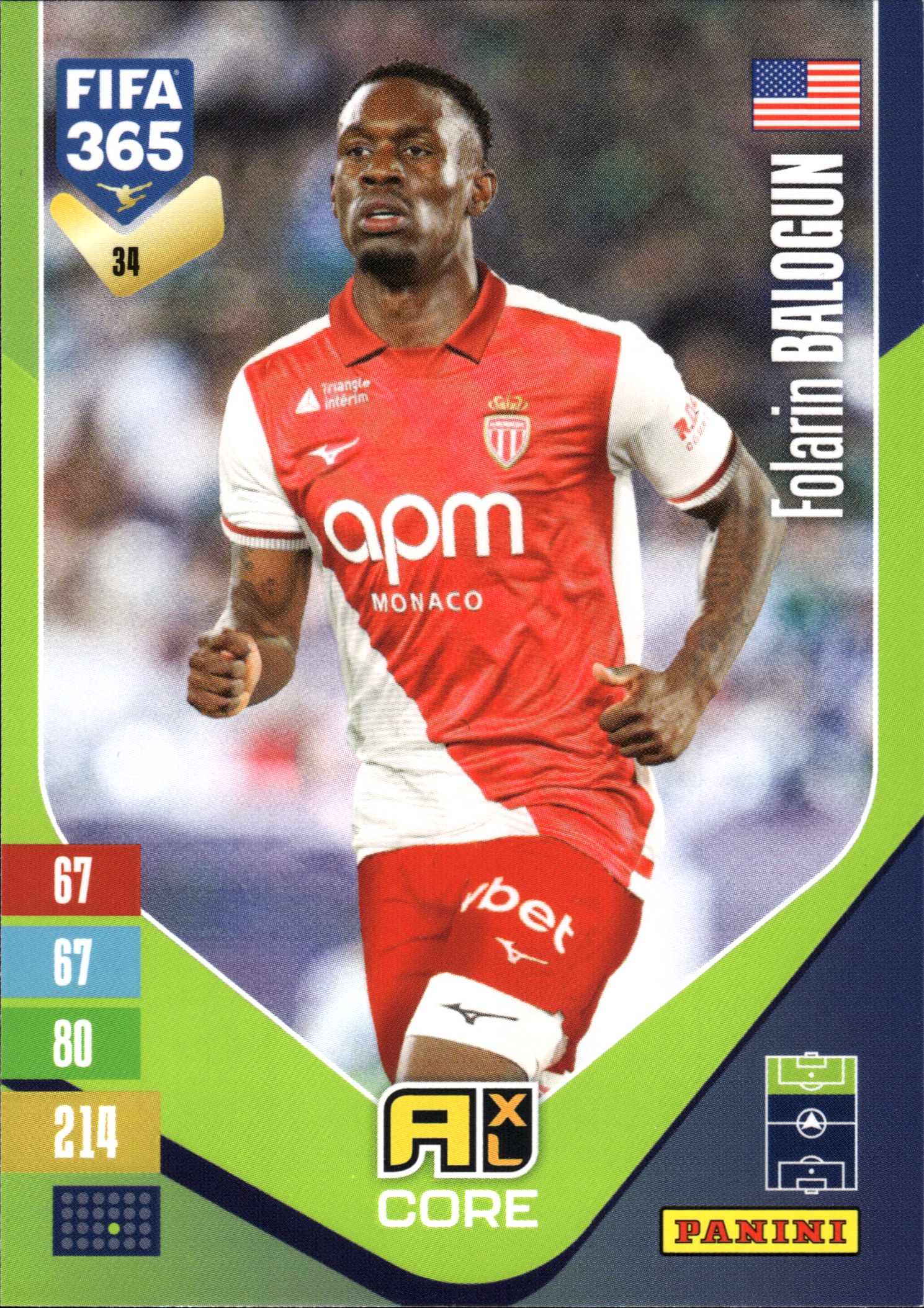 Folarin Balogun - Panini Adrenalyn XL FIFA 365 Base Set 2026-27, Nr. 34 (Art.-Nr. SG110110)