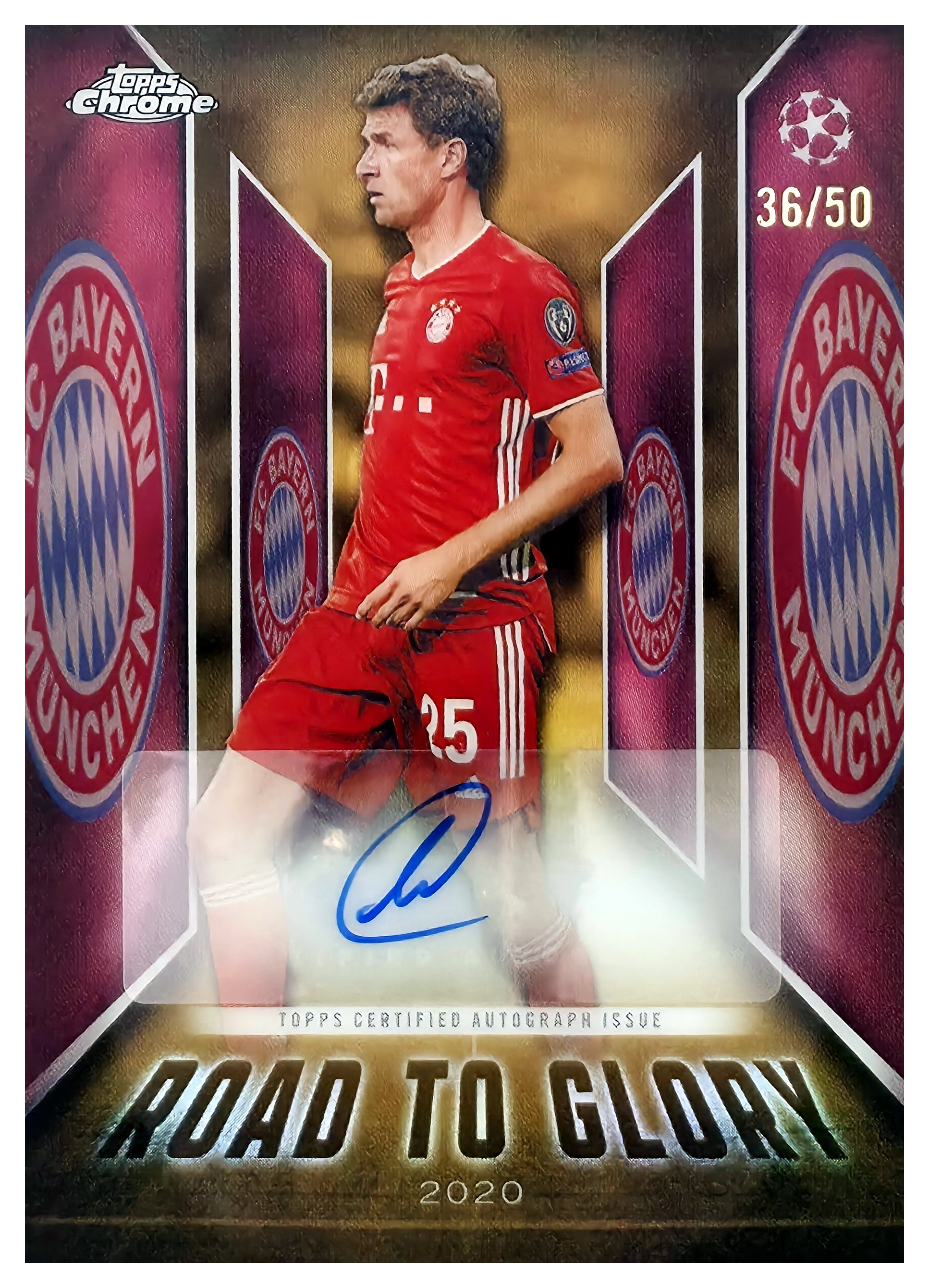 Thomas Müller - Topps Chrome UEFA Club Competitions Road to Glory Autographs 2025-26, Nr. RTG-TM – Autogramm, Nummeriert, Gold Refractor (Art.-Nr. SG110698)