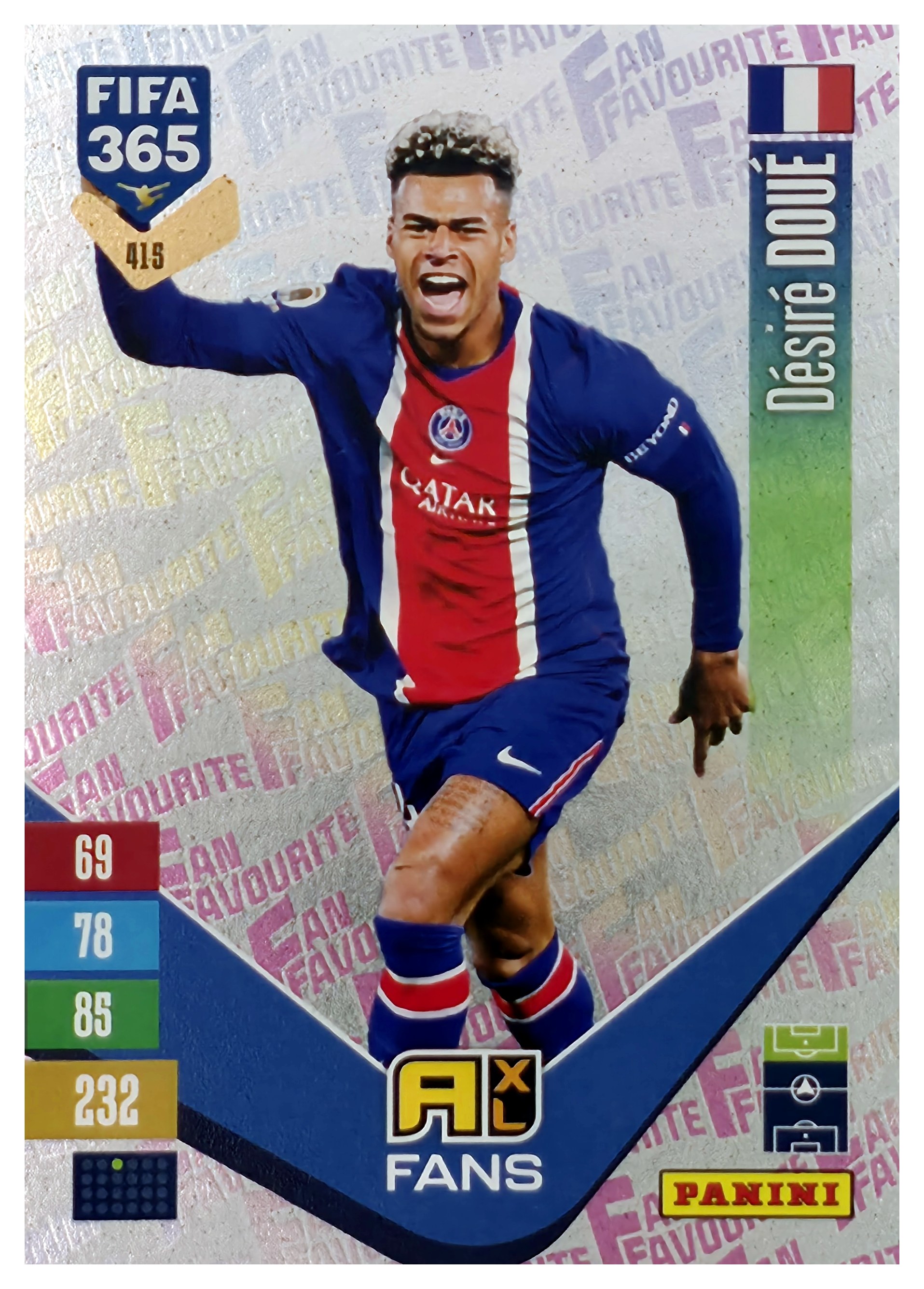 Désiré Doué - Panini Adrenalyn XL FIFA 365 Fan Favourites 2026-27, Nr. 415 – Insert (Art.-Nr. SG110477)