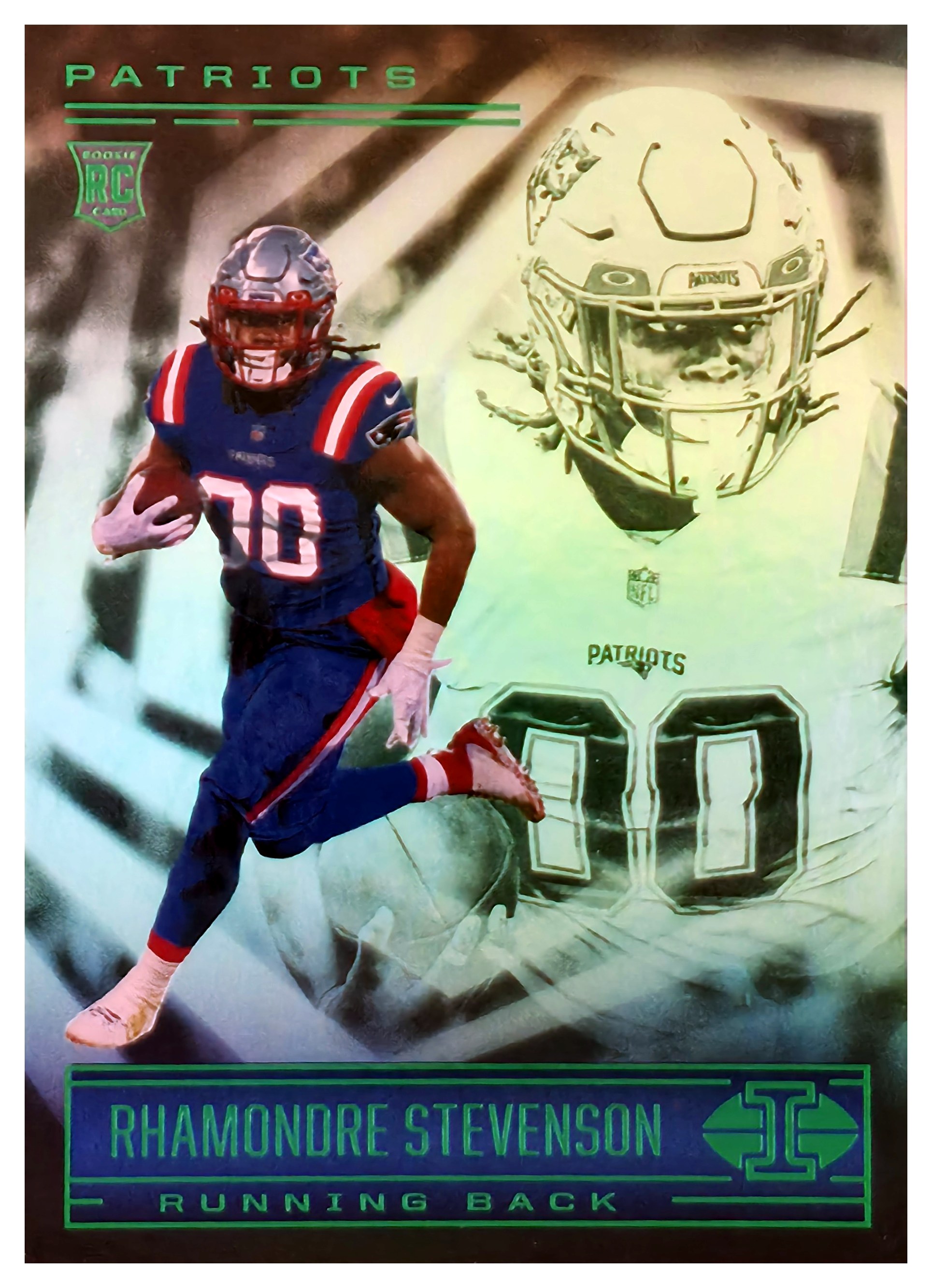 Rhamondre Stevenson - Panini Illusions Base Set 2021, Nr. 95 – Rookie Card, Trophy Collection Emerald (Art.-Nr. SG106704)