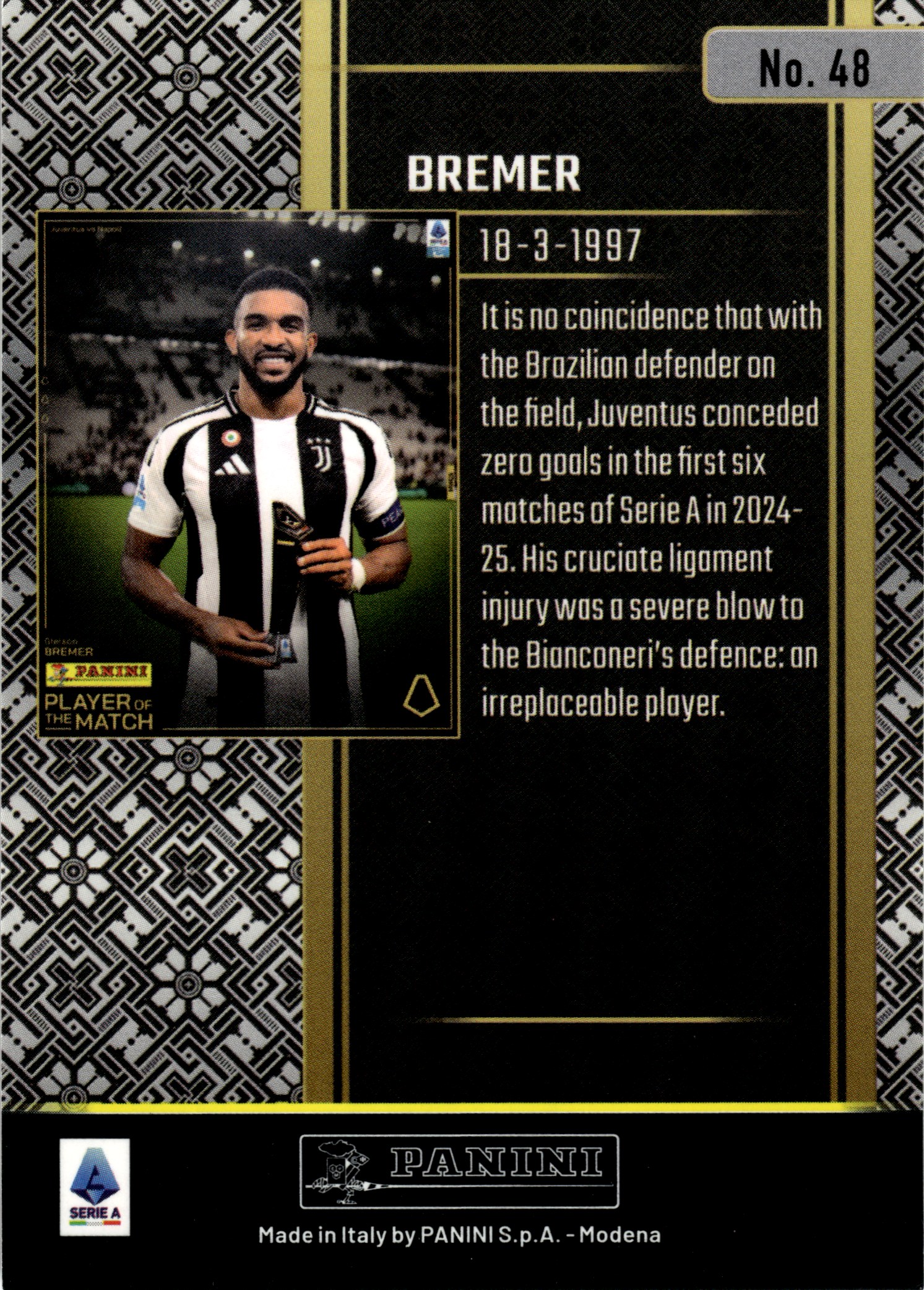Bremer - Panini Player of the Match Base Set 2024-25, Nr. 48