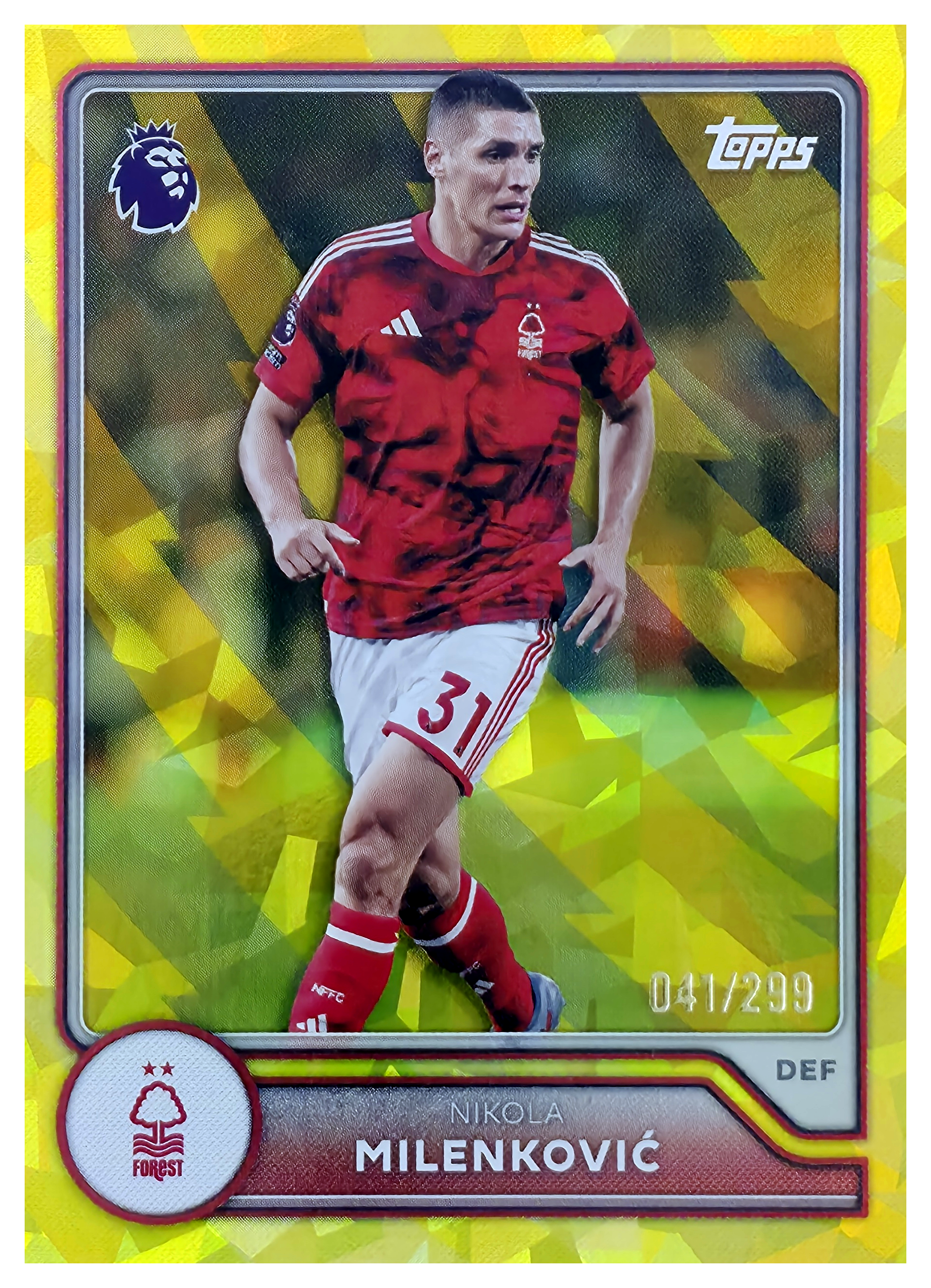 Nikola Milenković - Topps Flagship Premier League Base Set 2026-27, Nr. 217 – Numeriert, Yellow Mini Diamond Parallel (Nummeriert)
