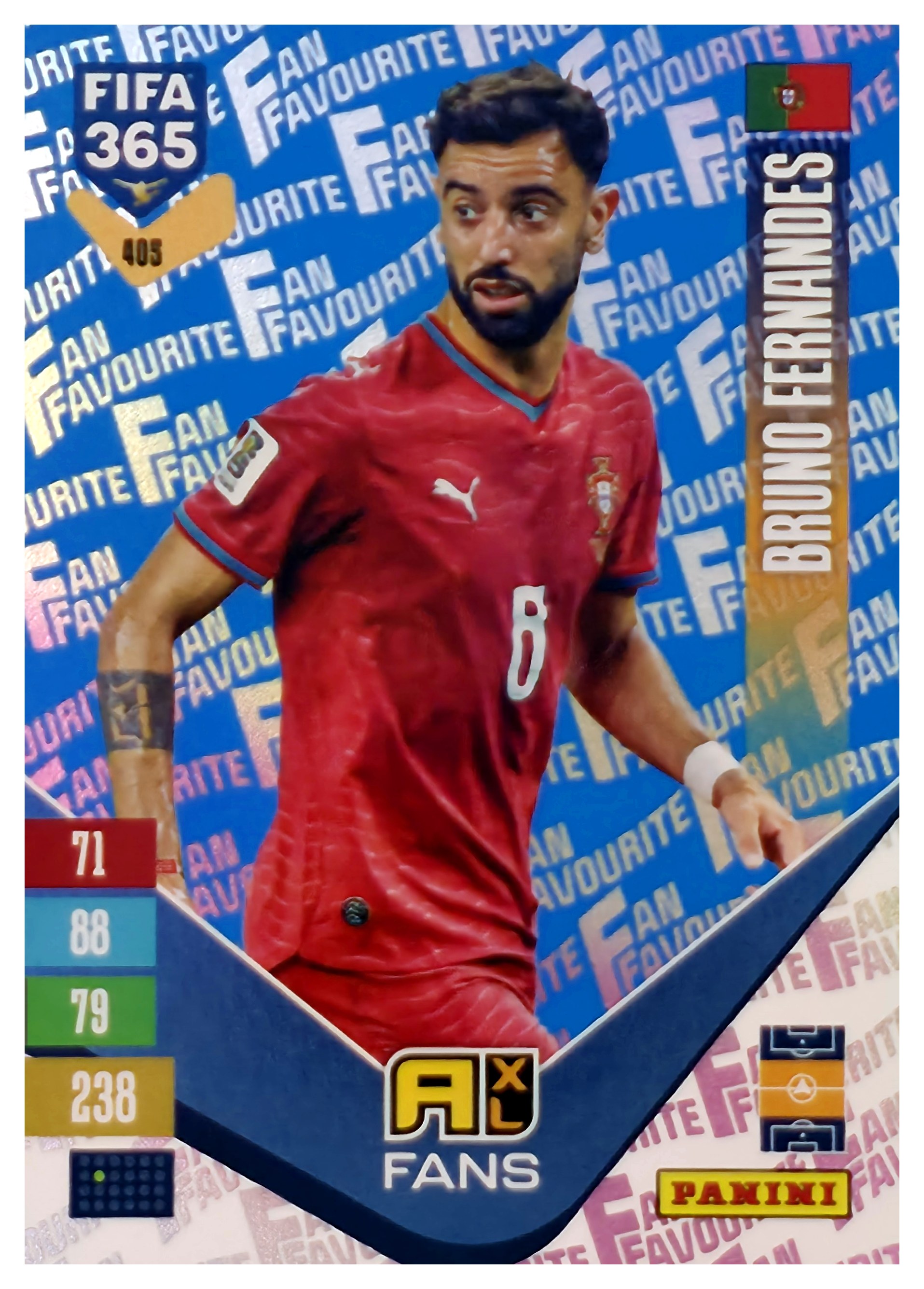 Bruno Fernandes - Panini Adrenalyn XL FIFA 365 Fan Favourites 2026-27, Nr. 405 – Blue, Insert (Art.-Nr. SG110552)