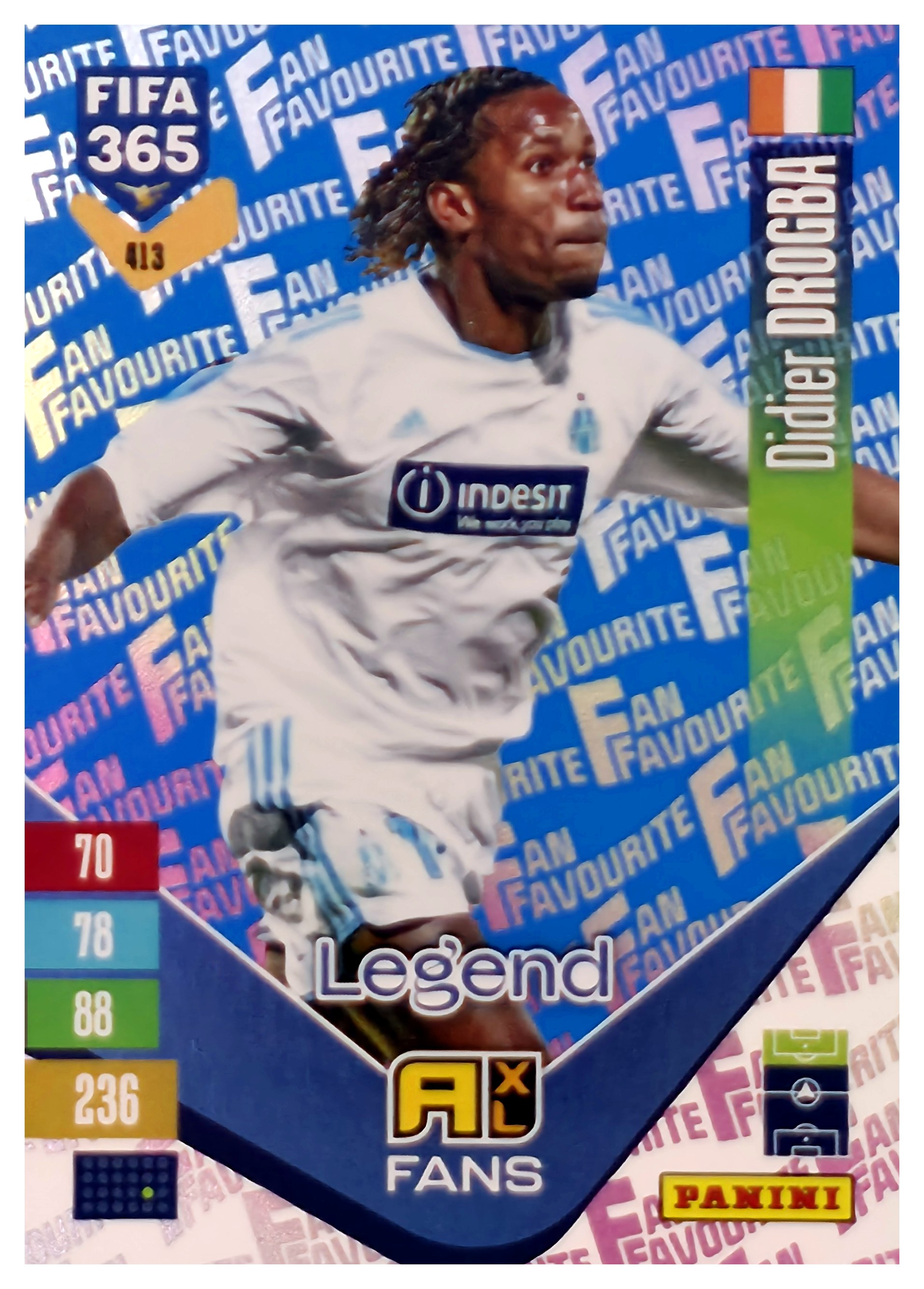 Didier Drogba - Panini Adrenalyn XL FIFA 365 Fan Favourites 2026-27, Nr. 413 – Blue, Insert (Art.-Nr. SG110589)