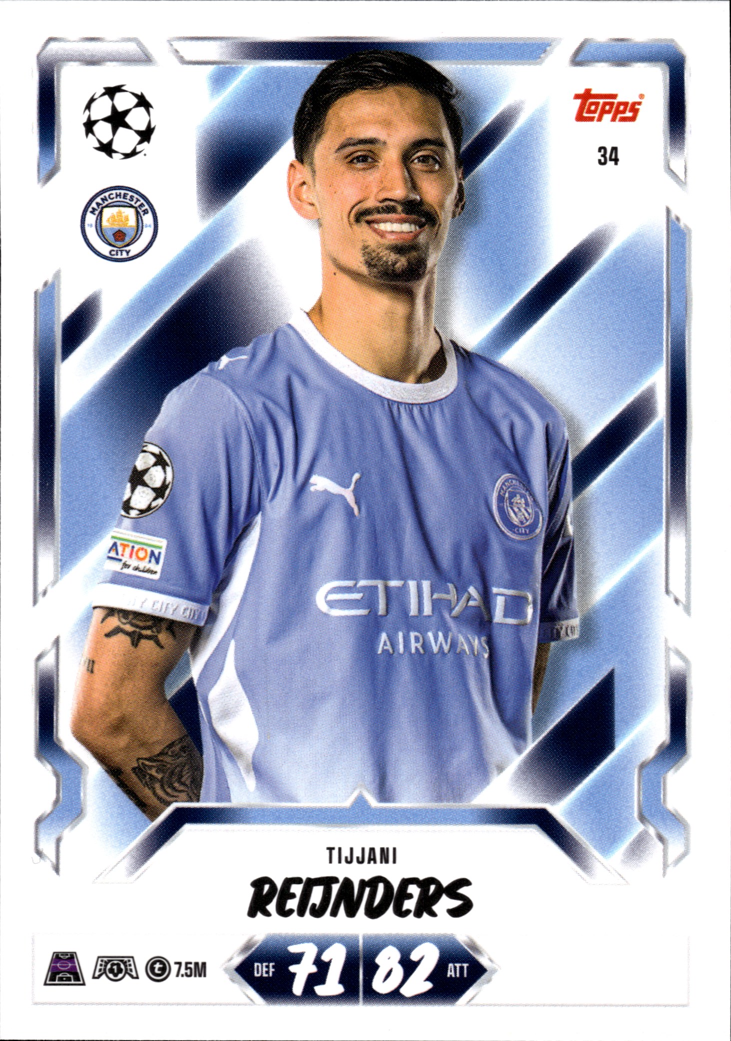Tijjani Reijnders - Topps Match Attax UEFA Club Competitions Base Set 2026-27, Nr. 34 (Art.-Nr. SG107102)