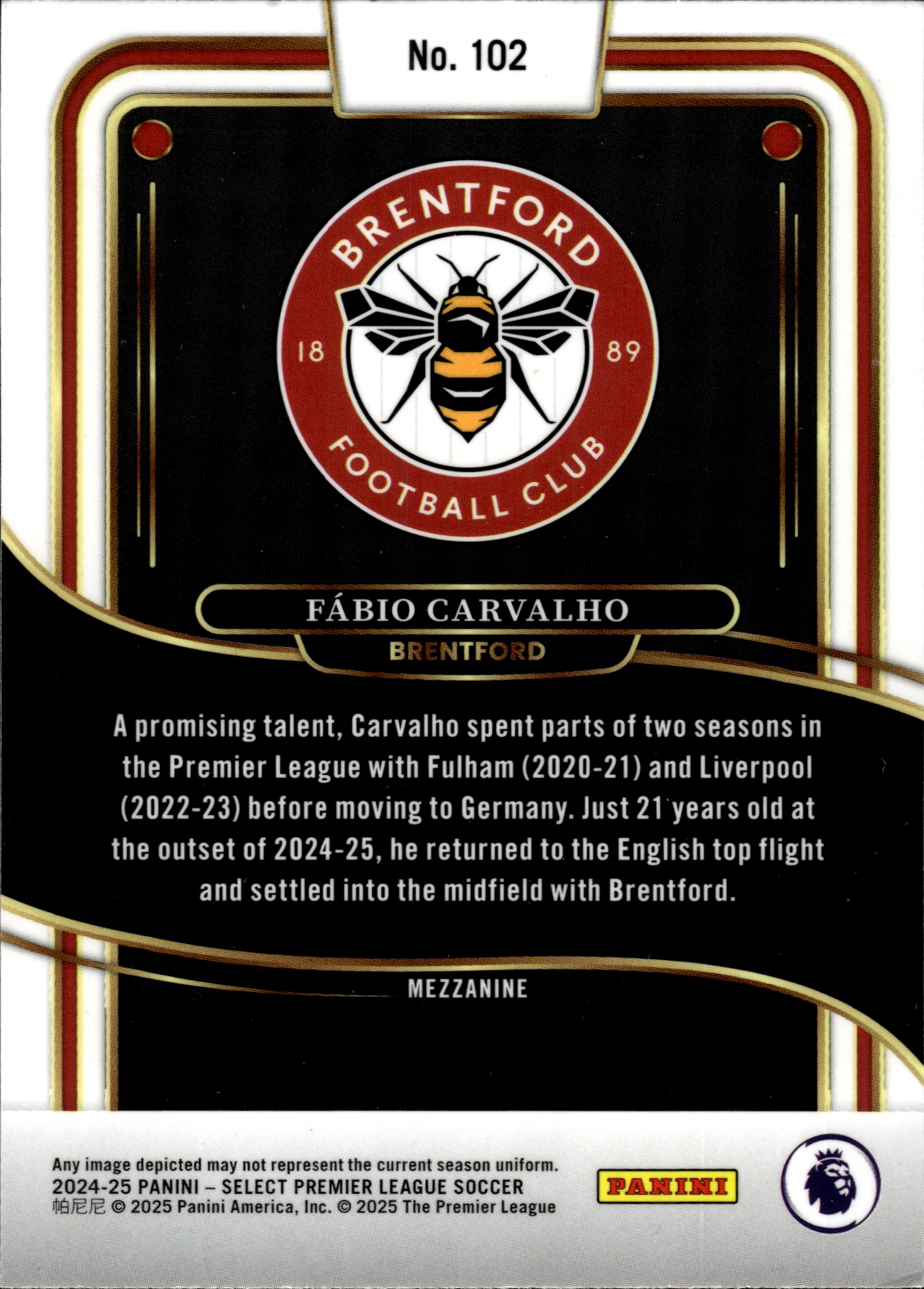 Fábio Carvalho - Panini Select Premier League Mezzanine 2024-25, Nr. 102
