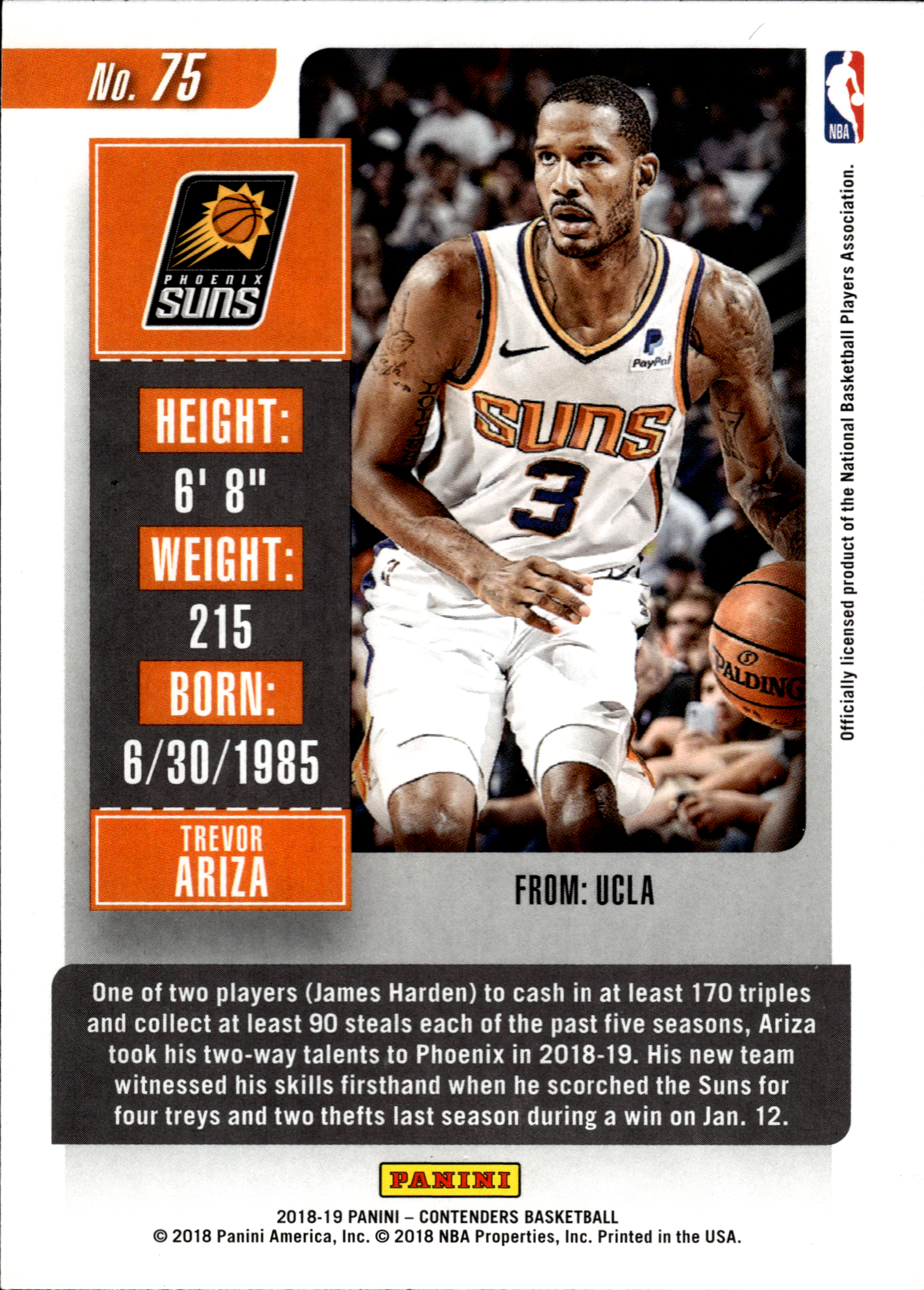 Trevor Ariza - Panini Contenders Season Ticket 2018-19, Nr. 75