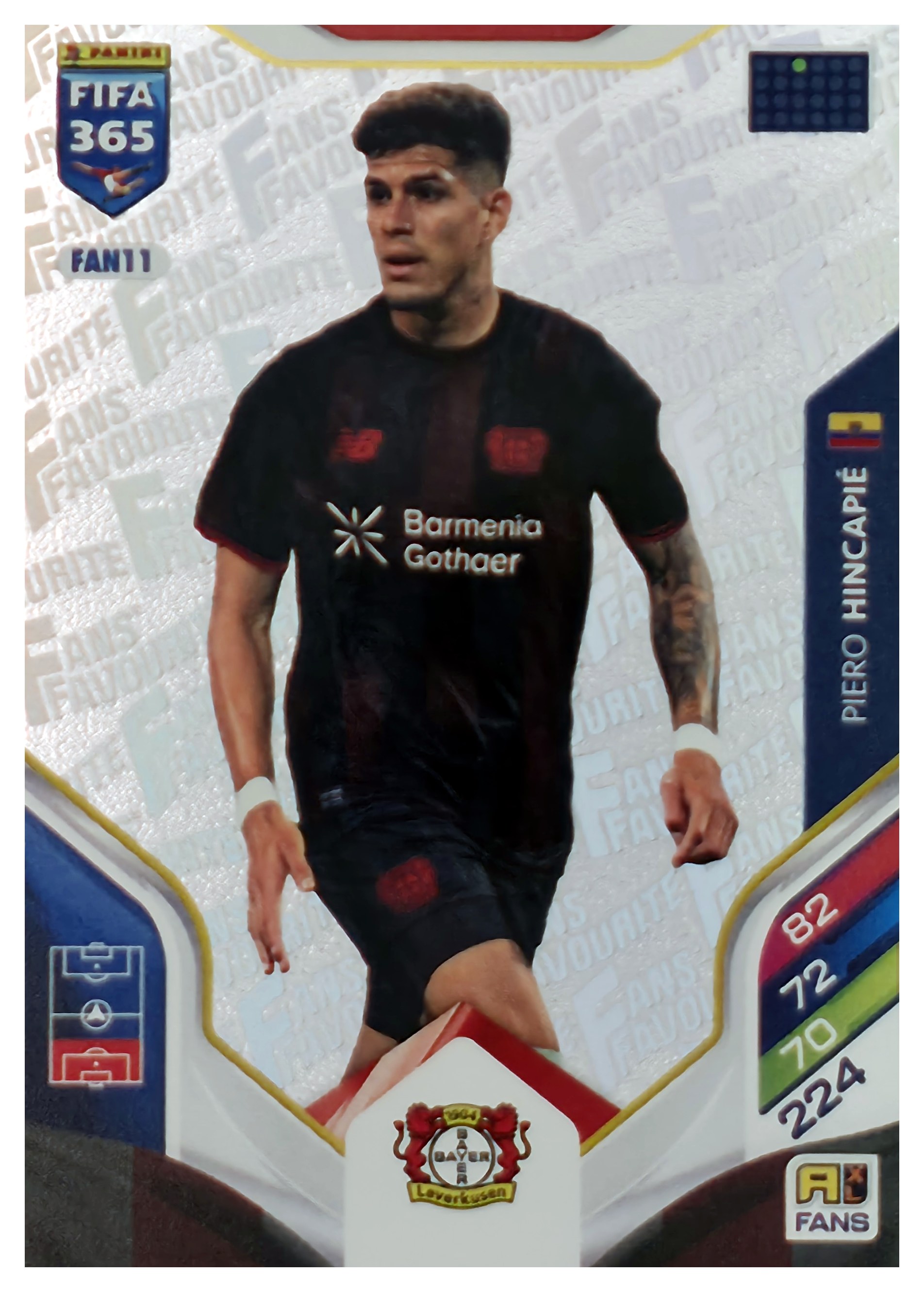 Piero Hincapié - Panini Adrenalyn XL FIFA 365 Fans' Favourite 2026, Nr. FAN11 – Insert (Art.-Nr. SG108230)