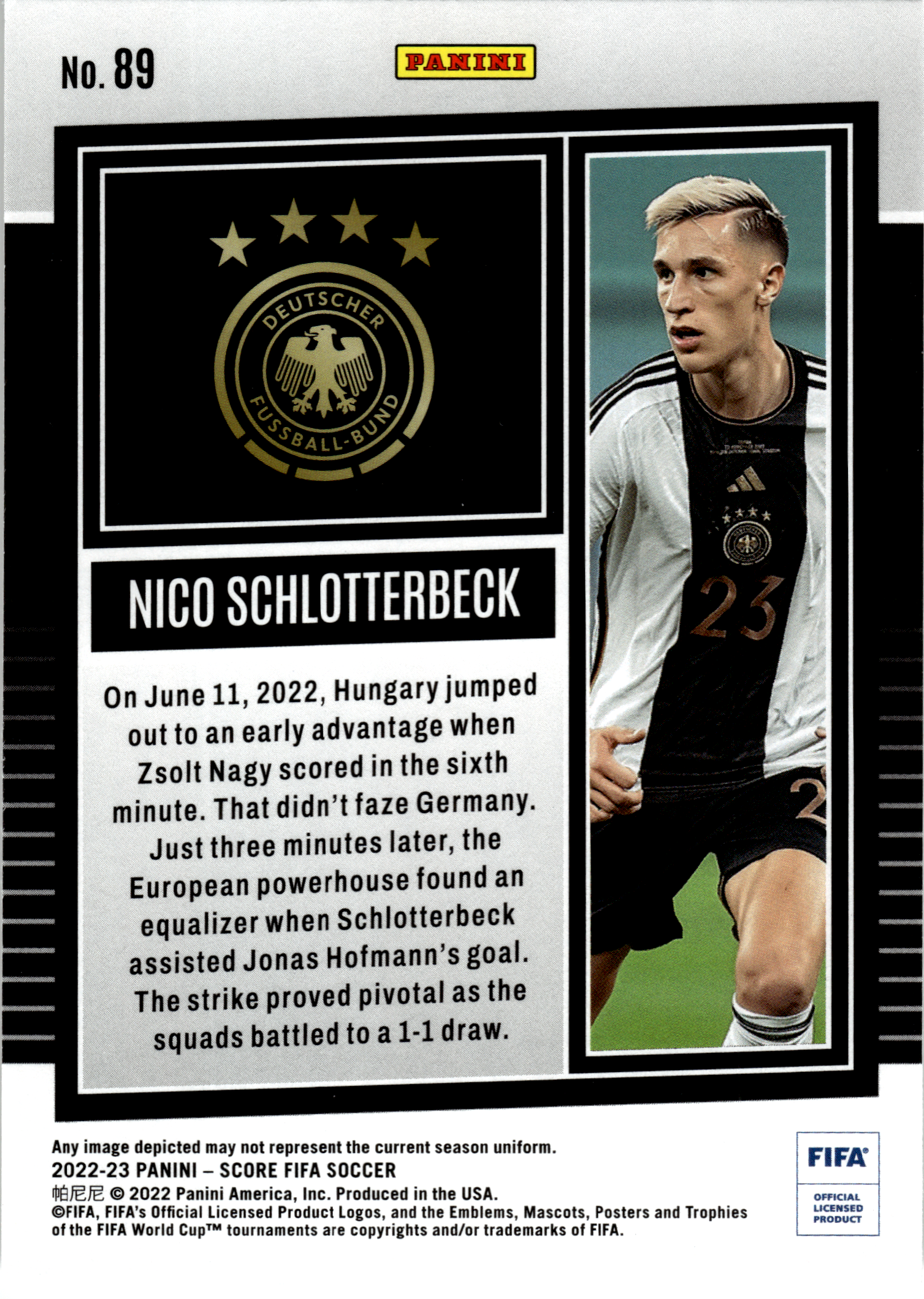Nico Schlotterbeck - Panini Score FIFA Soccer 2022-23, Nr. 89