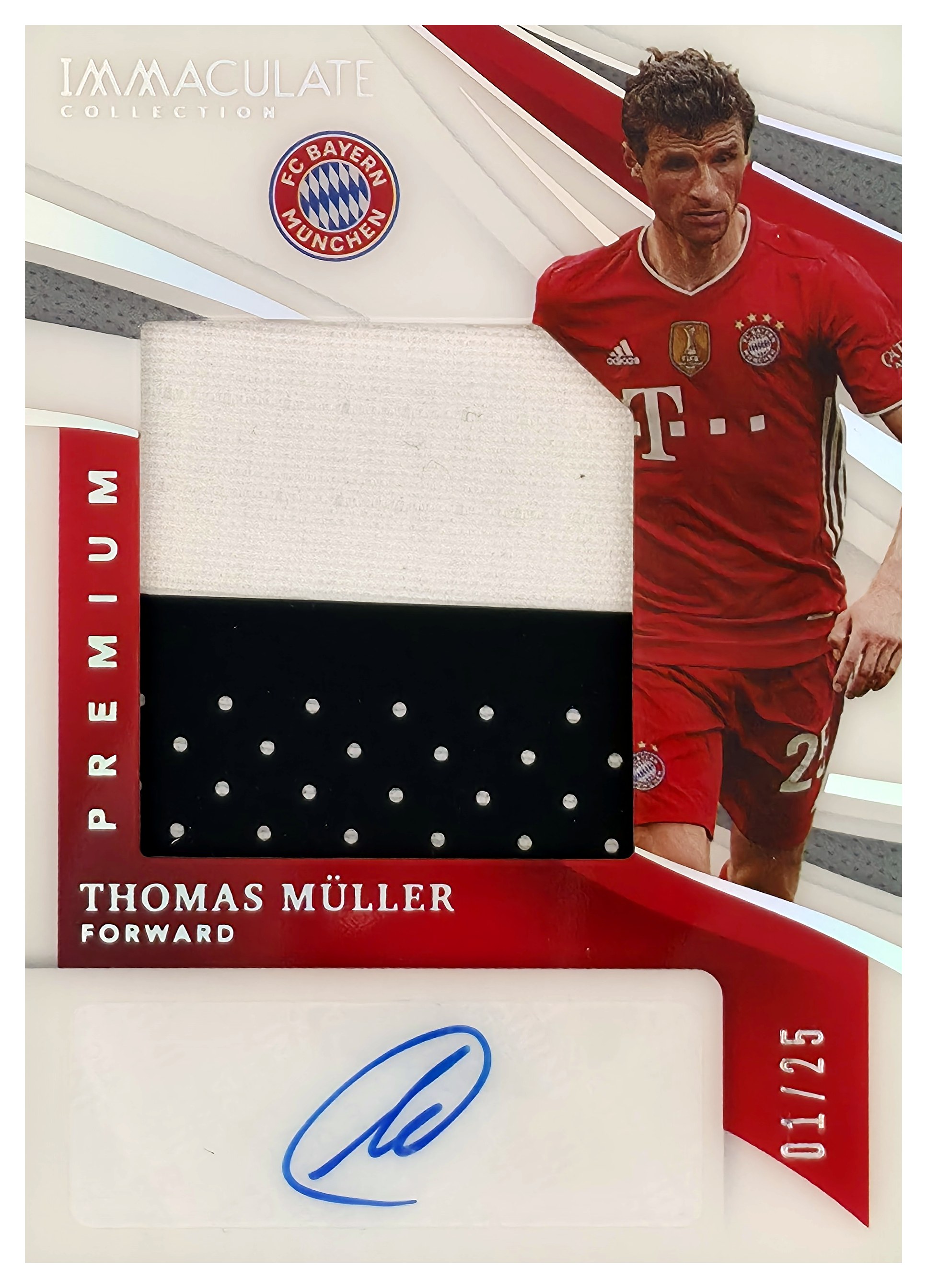 Thomas Müller - Panini Immaculate Collection Premium Swatch Autographs 2021, Nr. PR-TM – Autogramm, Patch / Memorabilia, Nummeriert, Jersey Number (Art.-Nr. SG110699)