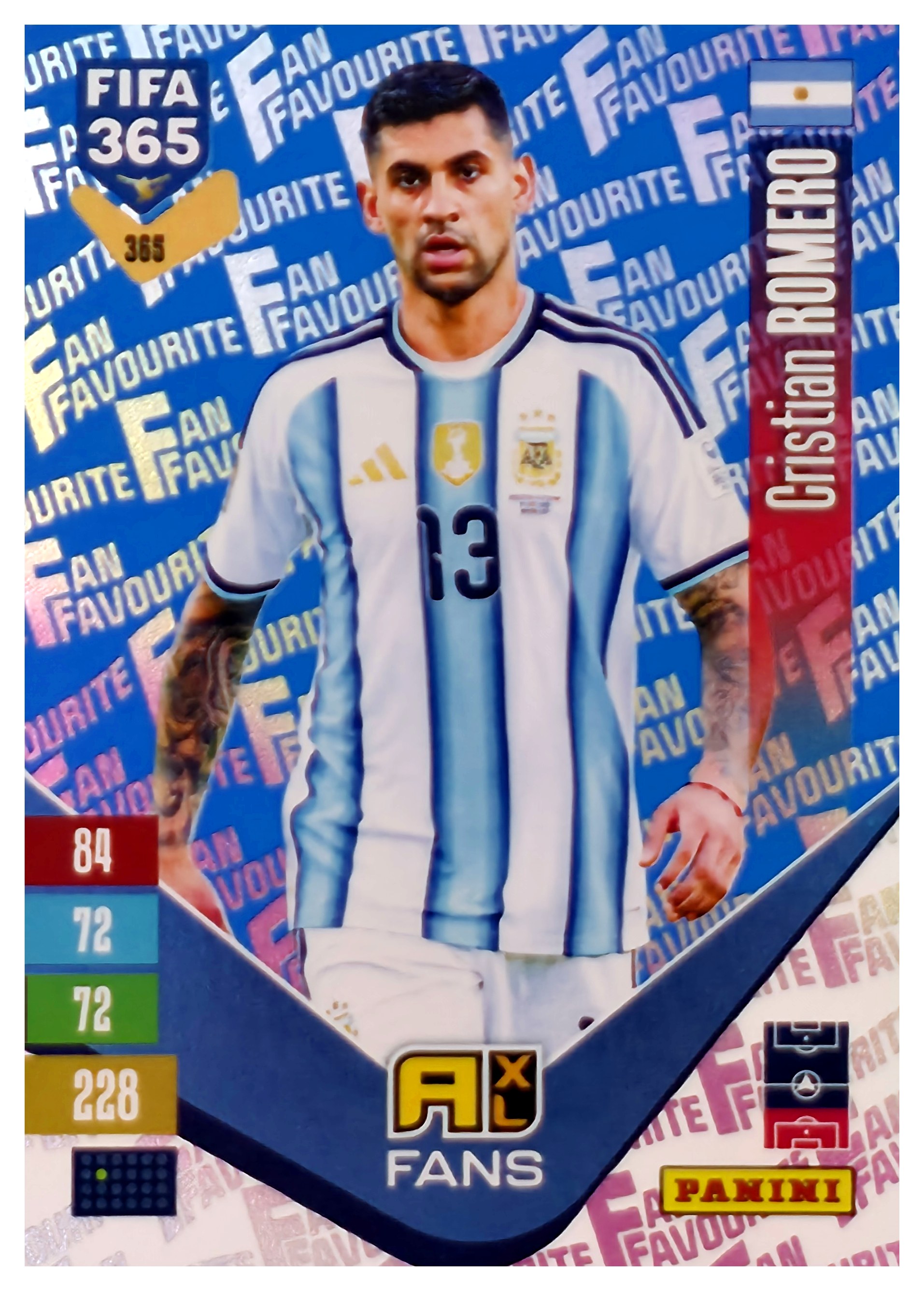 Cristian Romero - Panini Adrenalyn XL FIFA 365 Fan Favourites 2026-27, Nr. 365 – Blue, Insert (Art.-Nr. SG110563)