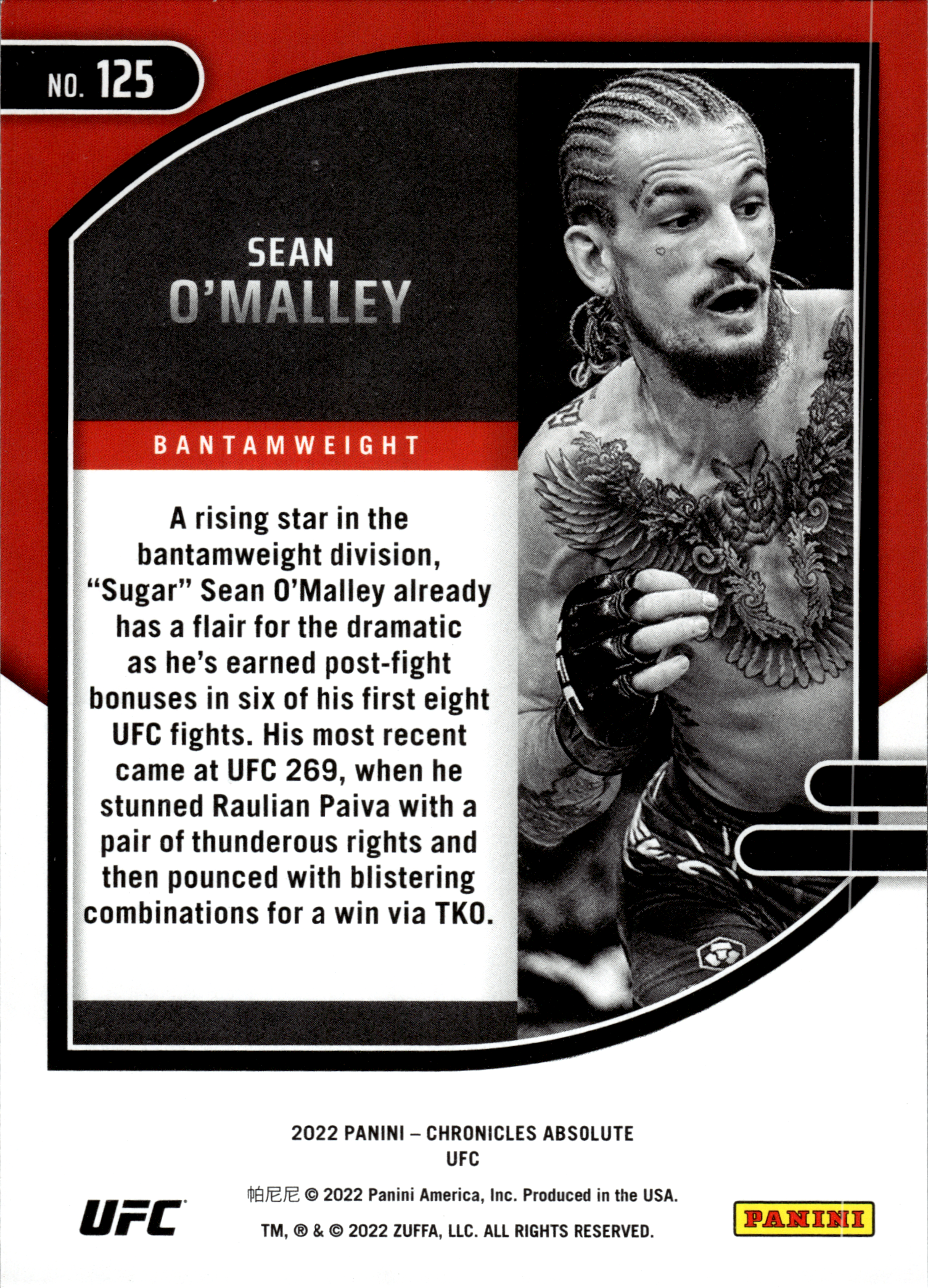 Sean O'Malley - Panini Chronicles UFC Absolute 2022, Nr. 125