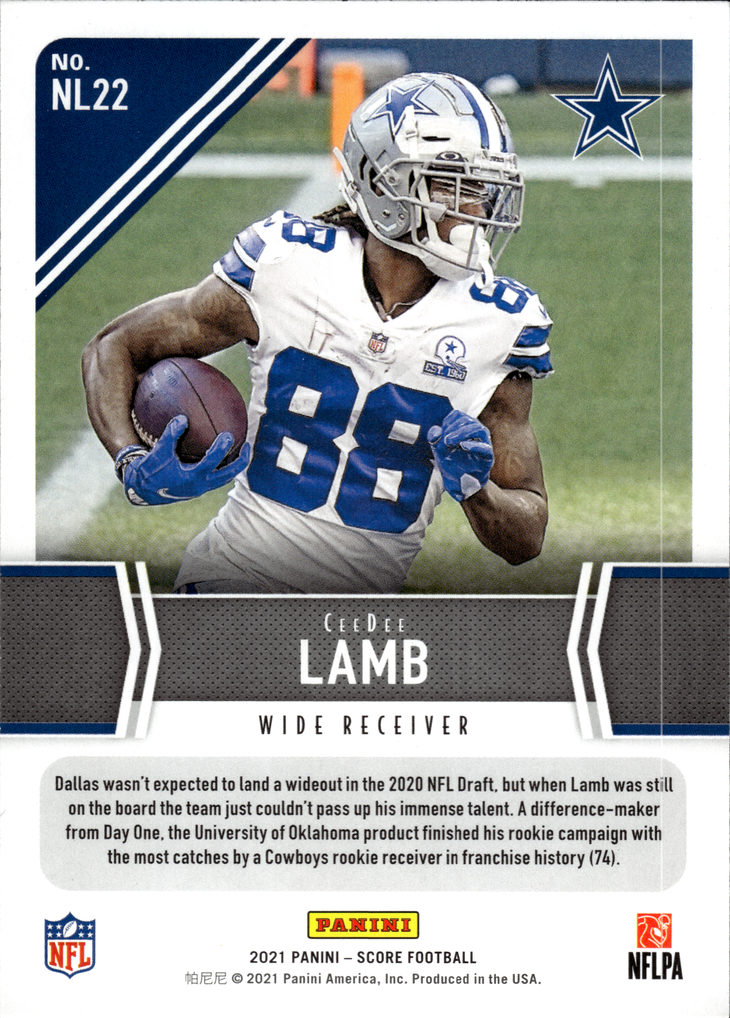 CeeDee Lamb - Panini Score Next Level Stats 2021, Nr. NL22