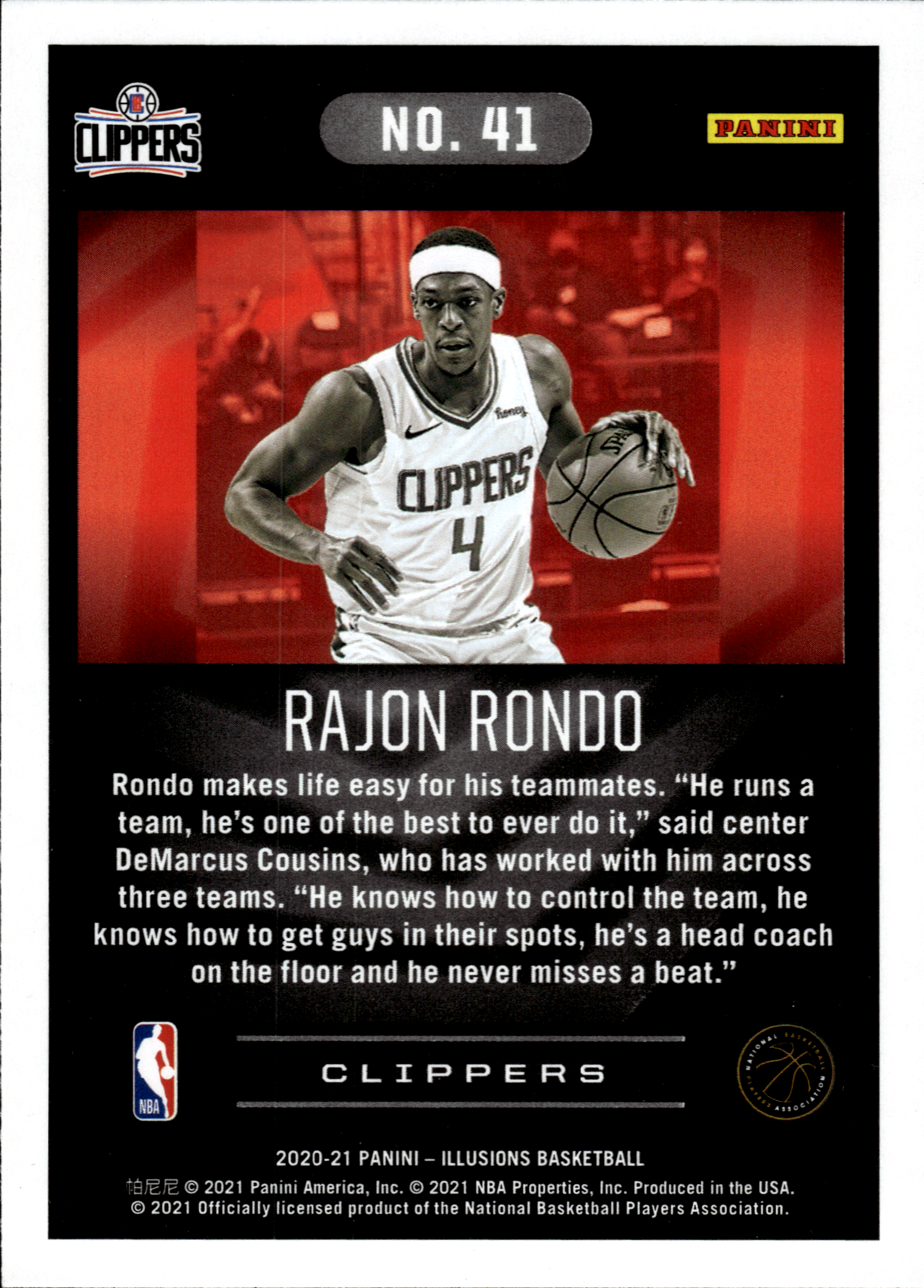 Rajon Rondo - Panini Illusions Base Set 2020-21, Nr. 41