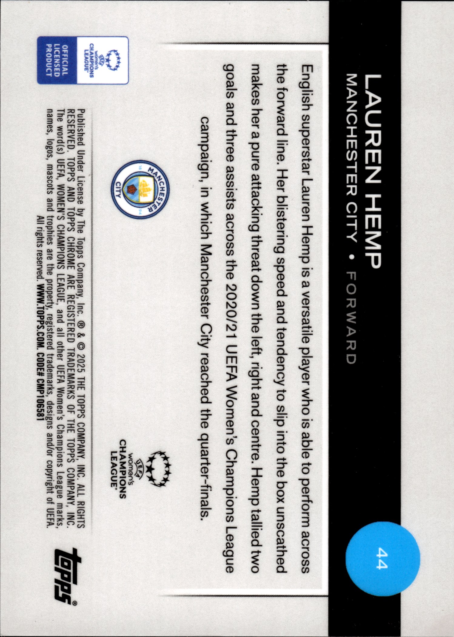 Lauren Hemp - Topps Chrome UEFA Women's Champions League Base Set 2024-25, Nr. 44