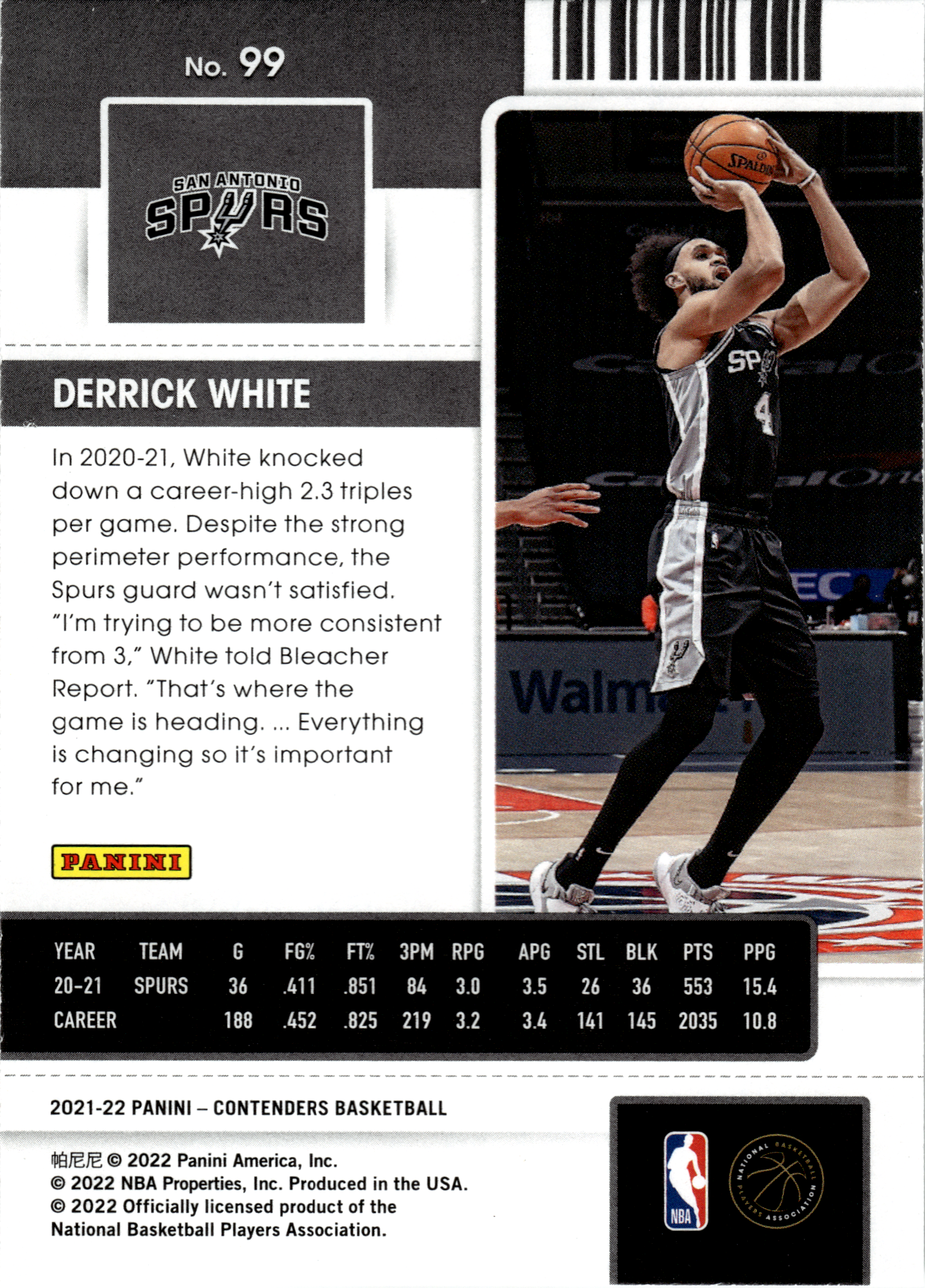 Derrick White - Panini Contenders Season Ticket 2021-22, Nr. 99