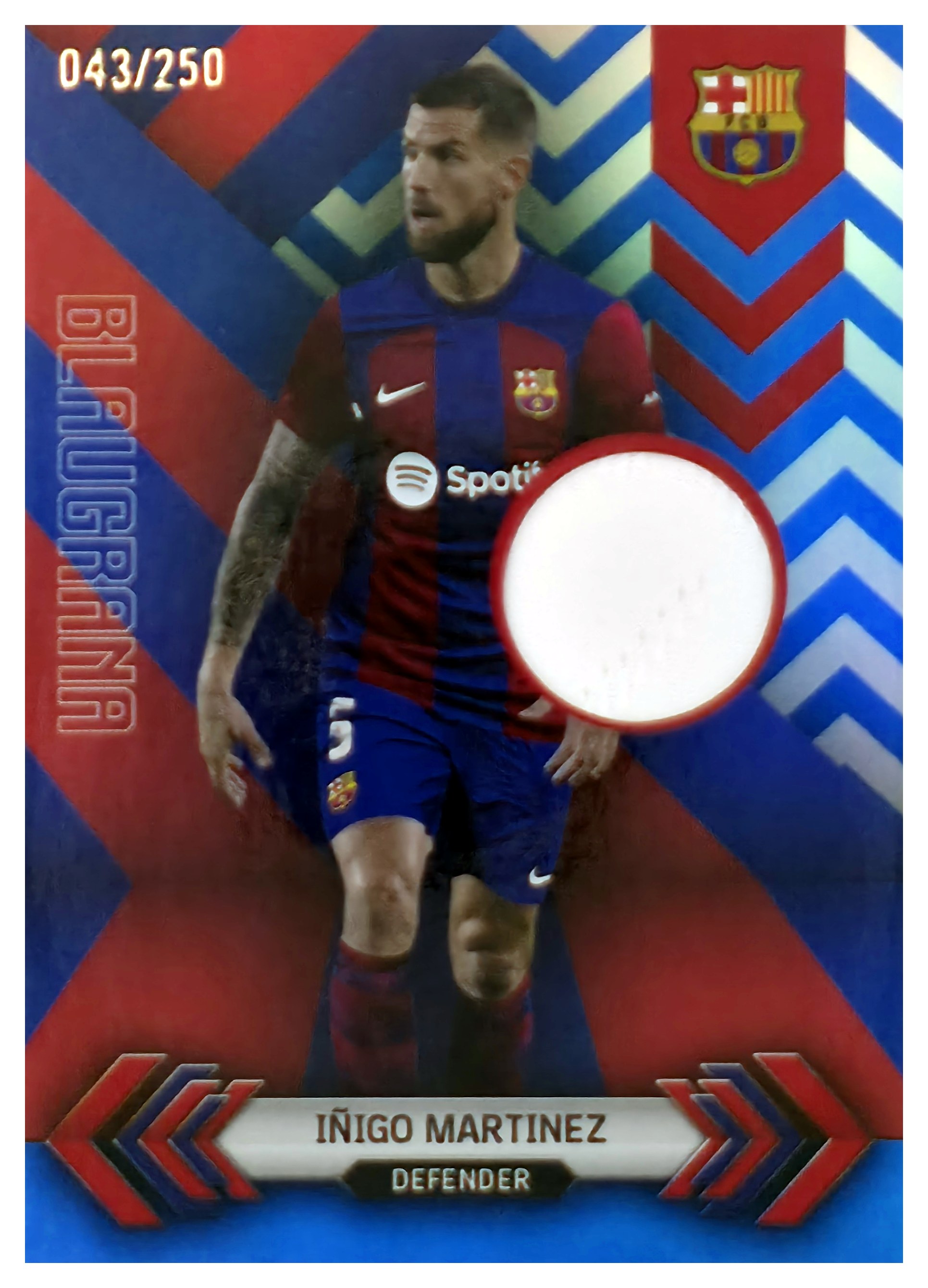 Iñigo Martínez - Topps FC Barcelona Team Set Blaugrana Relics 2023-24, Nr. BR-IM – Patch / Memorabilia, Nummeriert, Blue (Art.-Nr. SG108740)