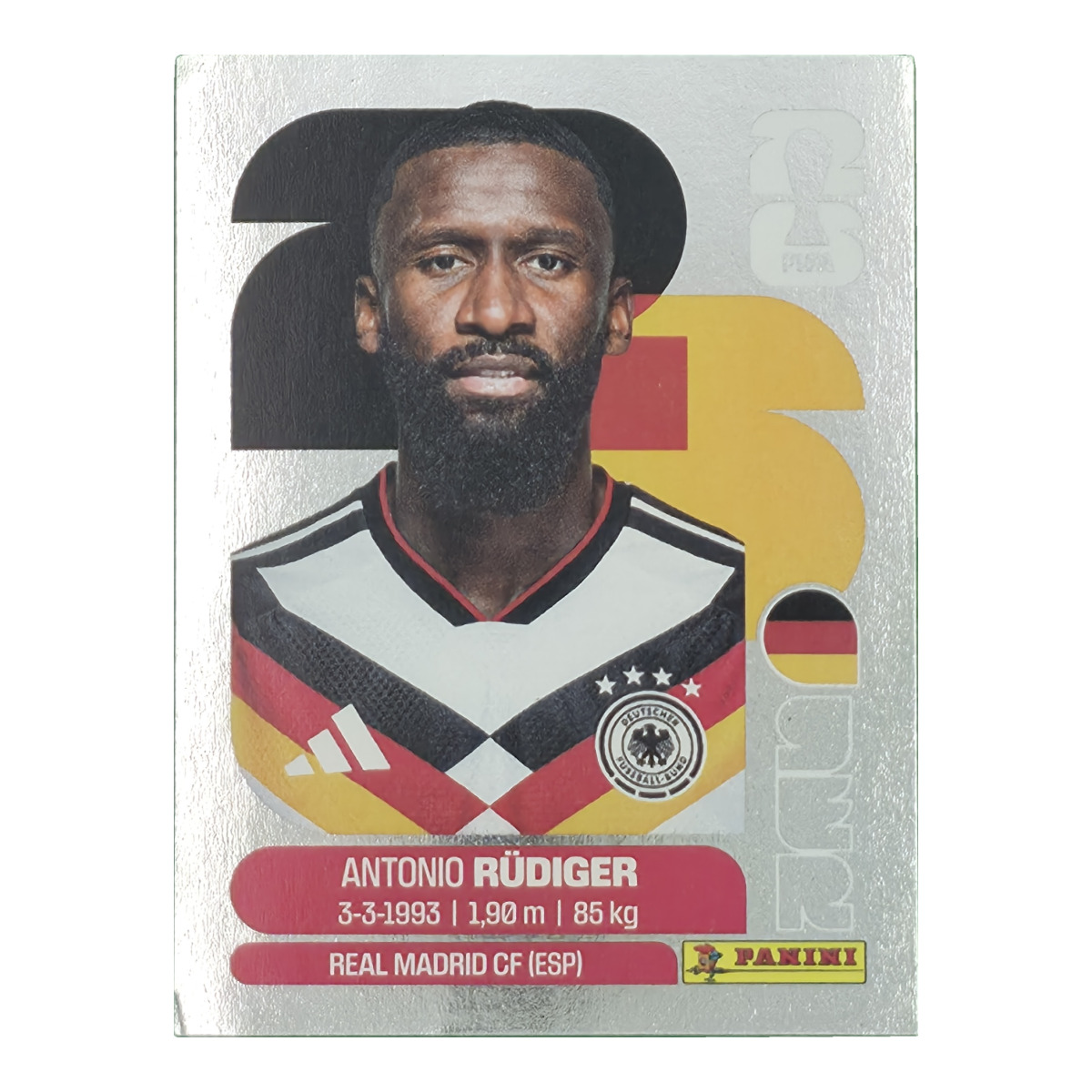 Antonio Rüdiger - Deutschland, FIFA WM 2026, Nr. GER-S6 – Silber-Edition