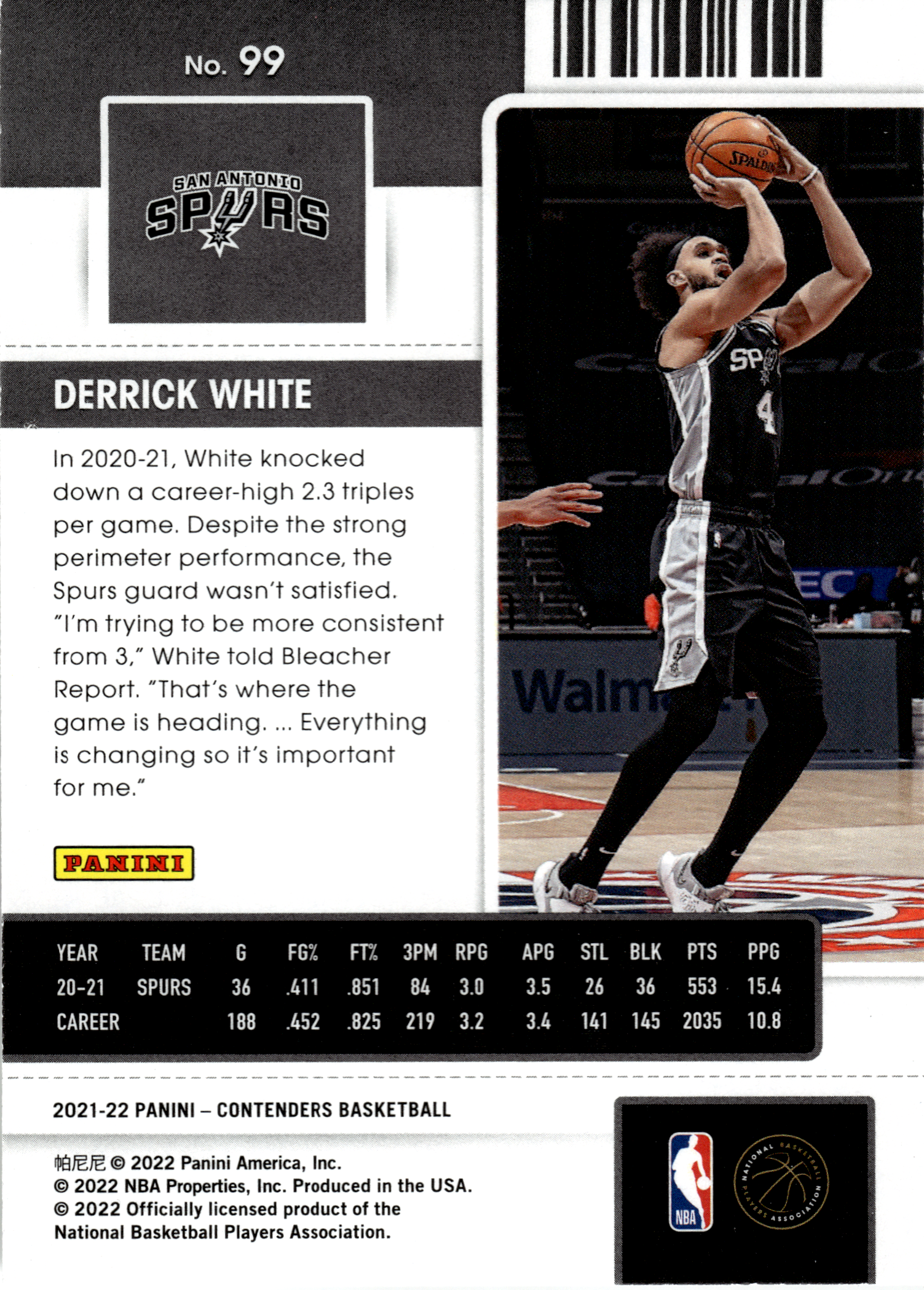 Derrick White - Panini Contenders Season Ticket 2021-22, Nr. 99