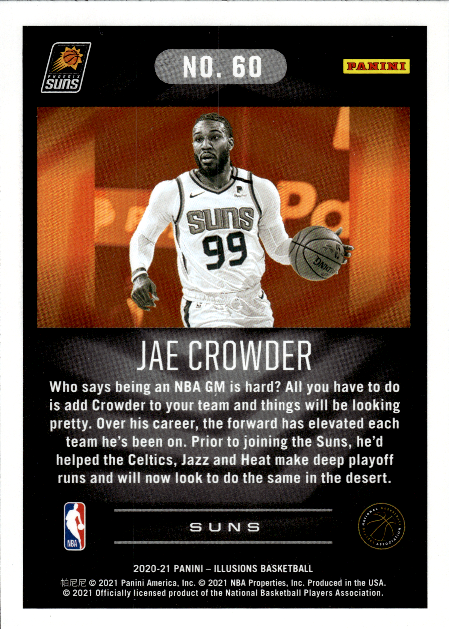 Jae Crowder - Panini Illusions Base Set 2020-21, Nr. 60 – Trophy Collection Orange