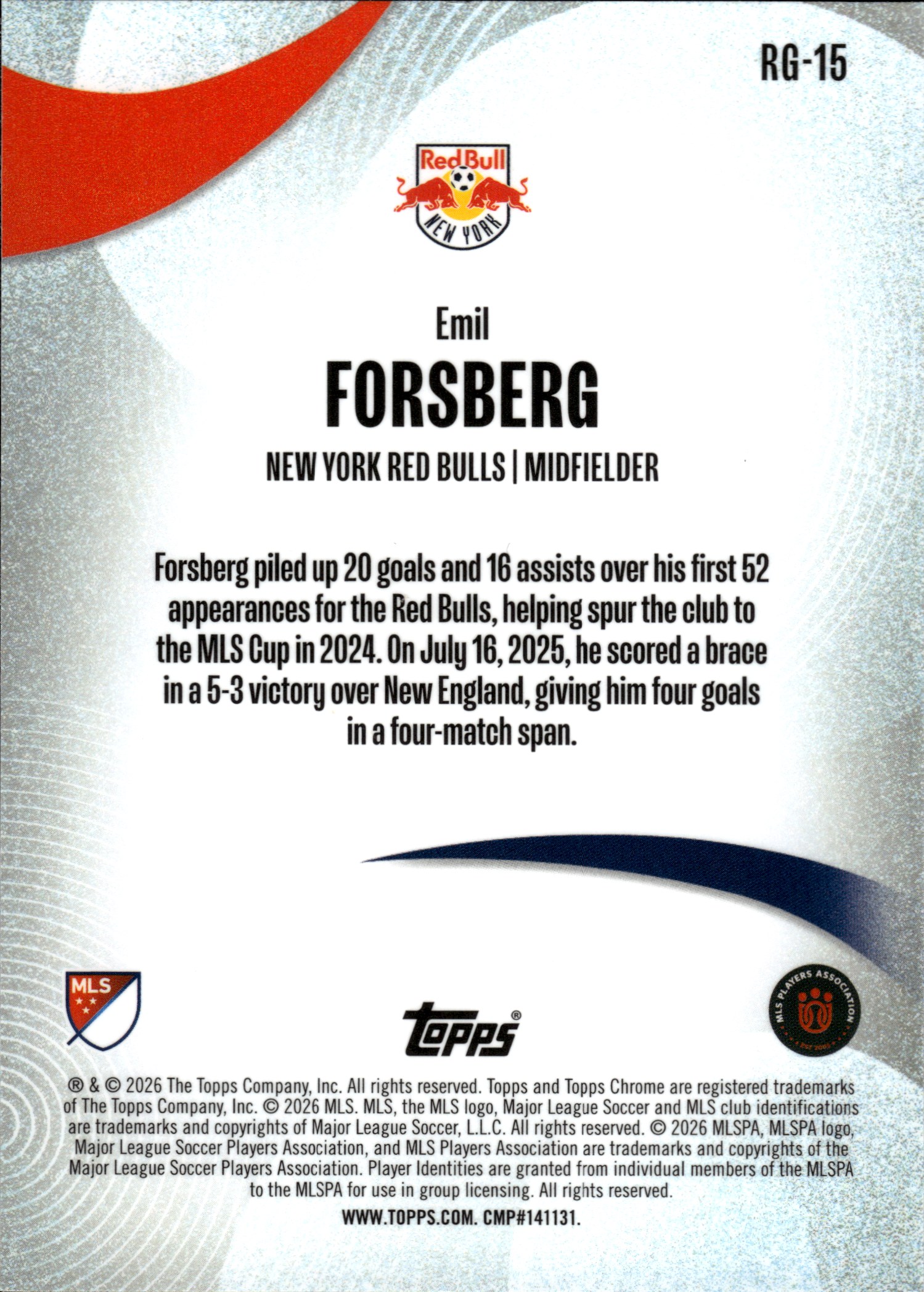 Emil Forsberg - Topps Chrome MLS Rhythm Game 2026, Nr. RG-15 – Insert