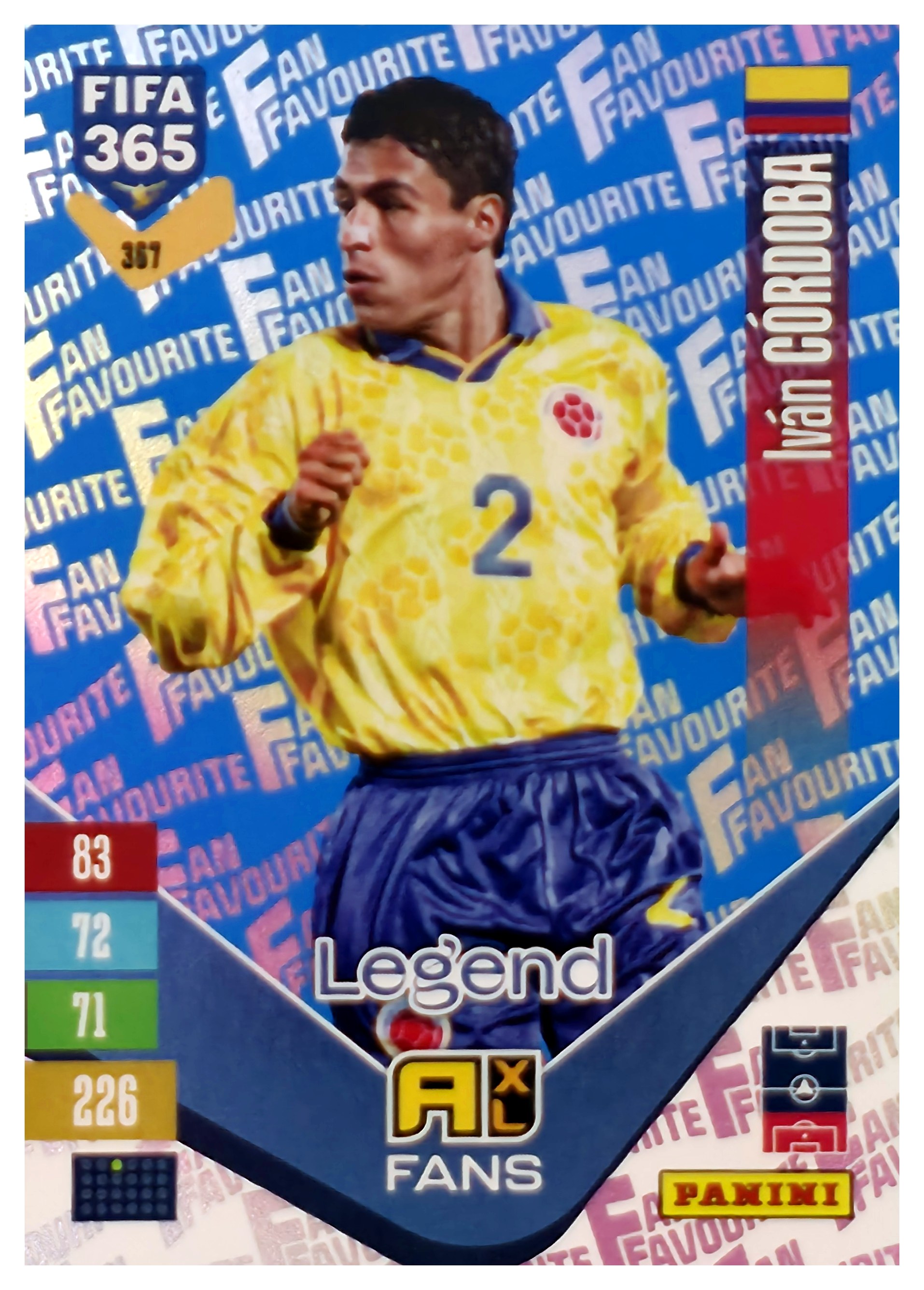 Iván Córdoba - Panini Adrenalyn XL FIFA 365 Fan Favourites 2026-27, Nr. 367 – Blue, Insert (Art.-Nr. SG110587)