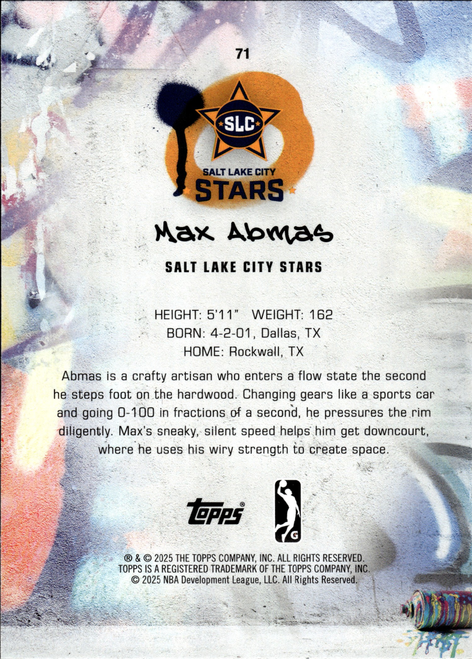 Max Abmas - Topps G League Base Set 2024-25, Nr. 71