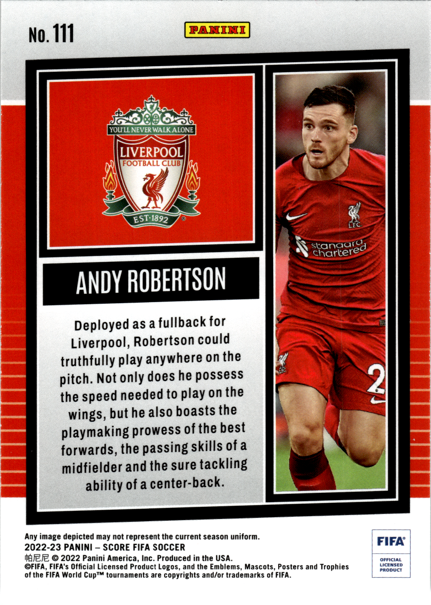Andy Robertson - Panini Score FIFA Soccer 2022-23, Nr. 111